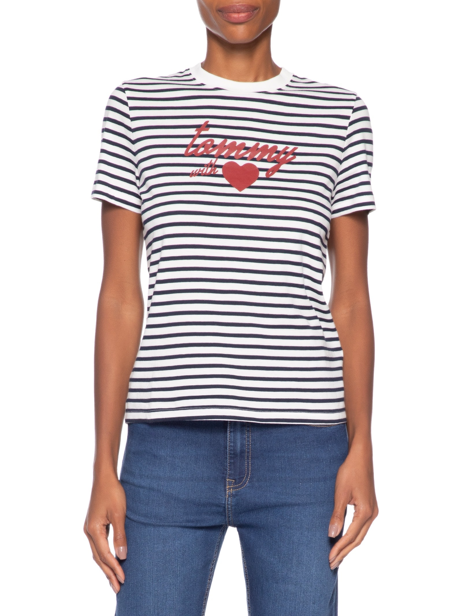 Camiseta Feminina Jersey Reg Love Azul Tommy Hilfiger