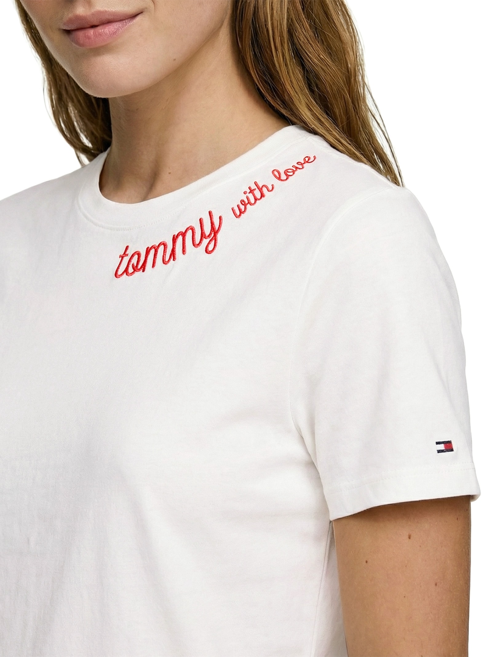 Camiseta Feminina Jersey Reg Love Branco Tommy Hilfiger