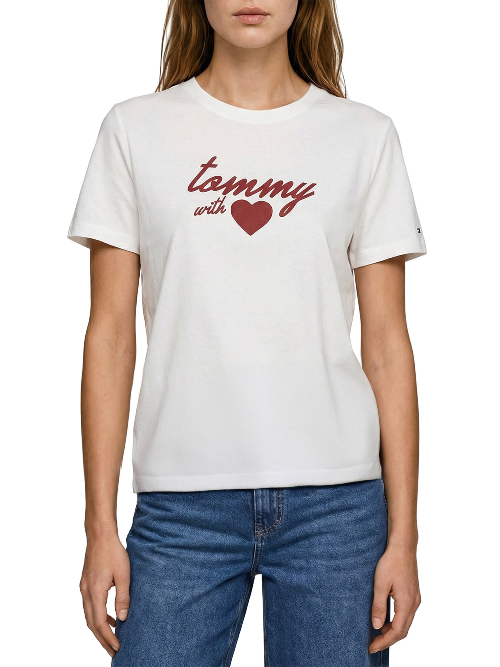 Camiseta Feminina Jersey Reg Love Branco Tommy Hilfiger