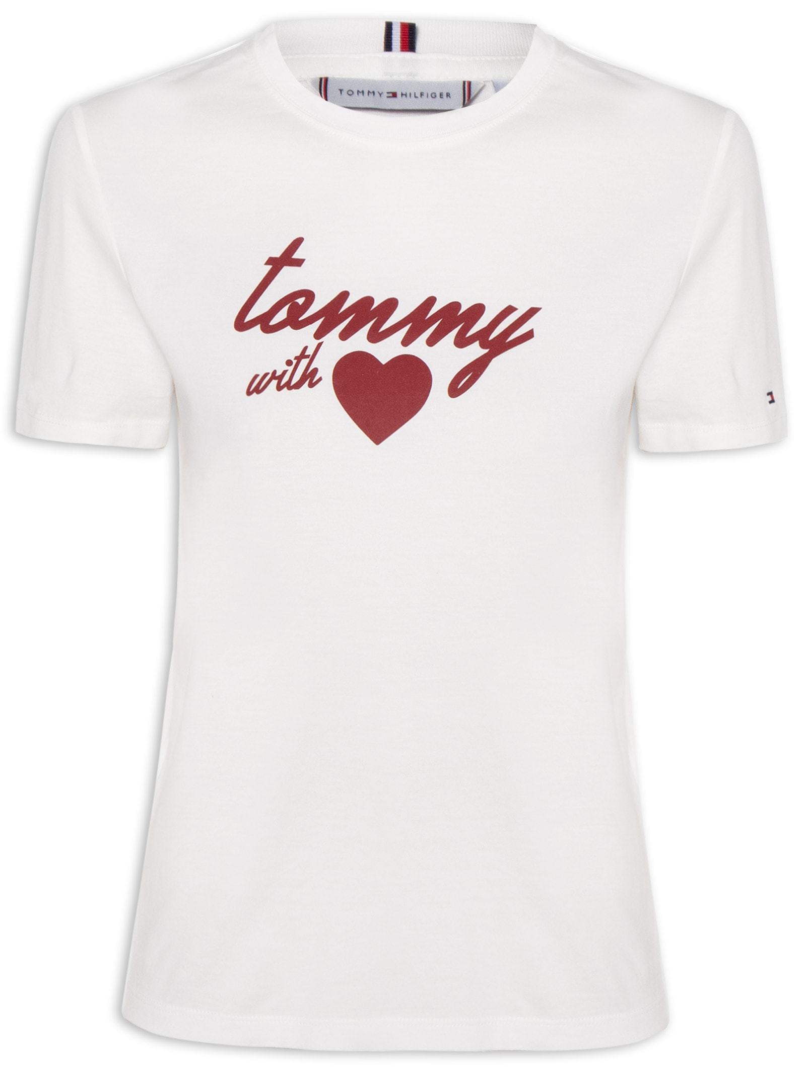 Camiseta Feminina Jersey Reg Love Branco Tommy Hilfiger