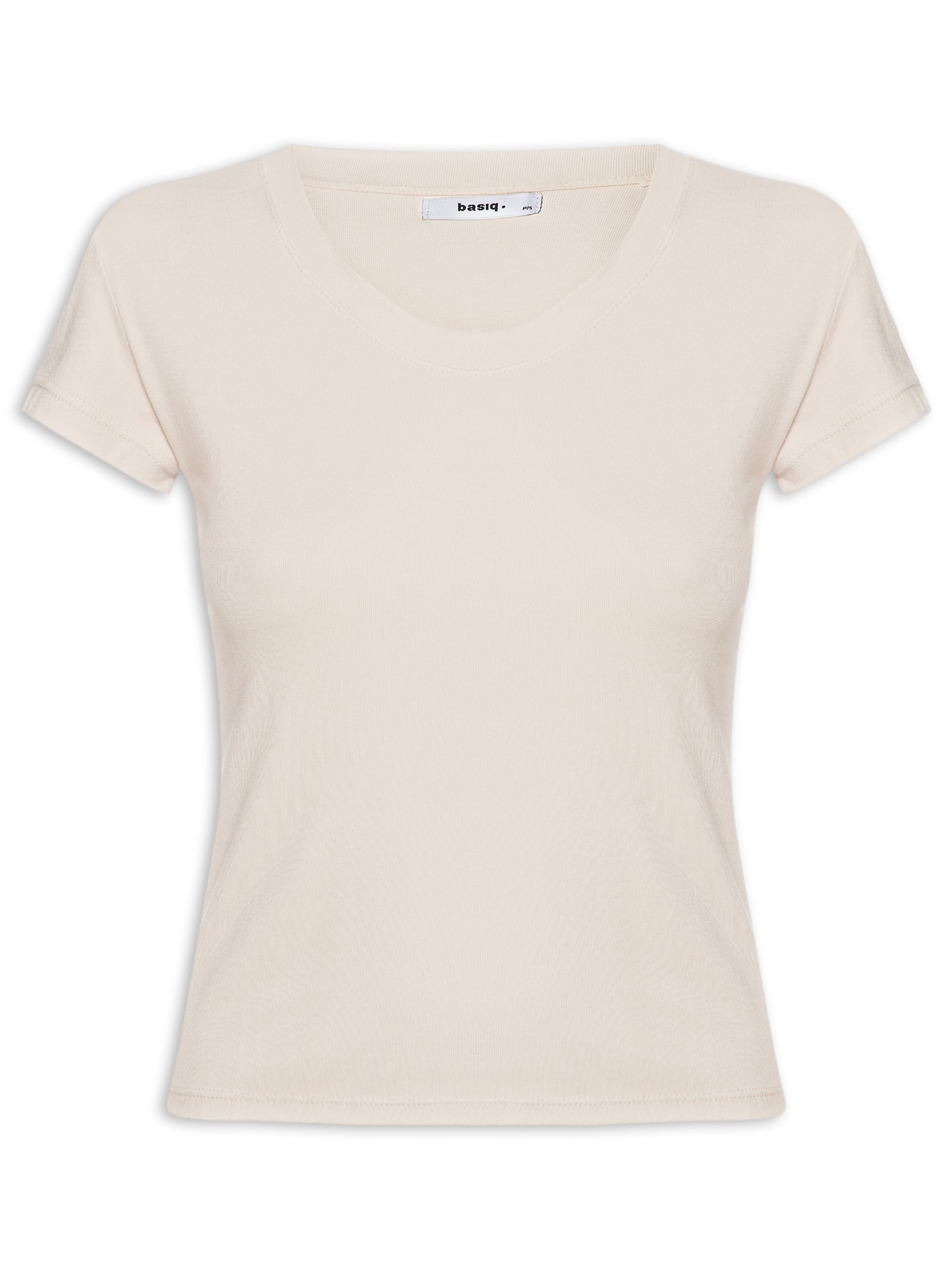 Camiseta Feminina Justa Ao Corpo Manga Curta Bege Basiq