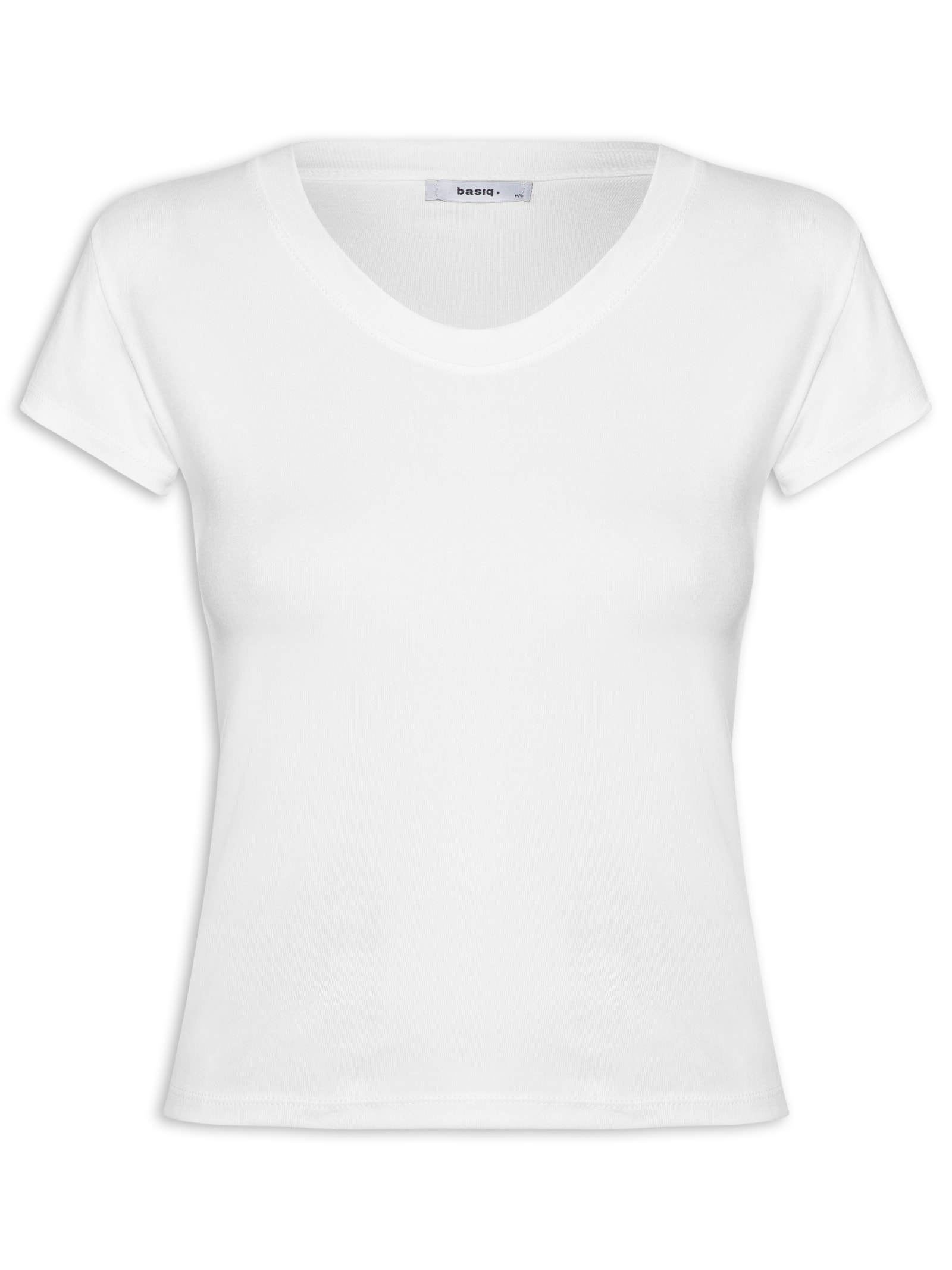 Camiseta Feminina Justa Ao Corpo Manga Curta Branco Basiq