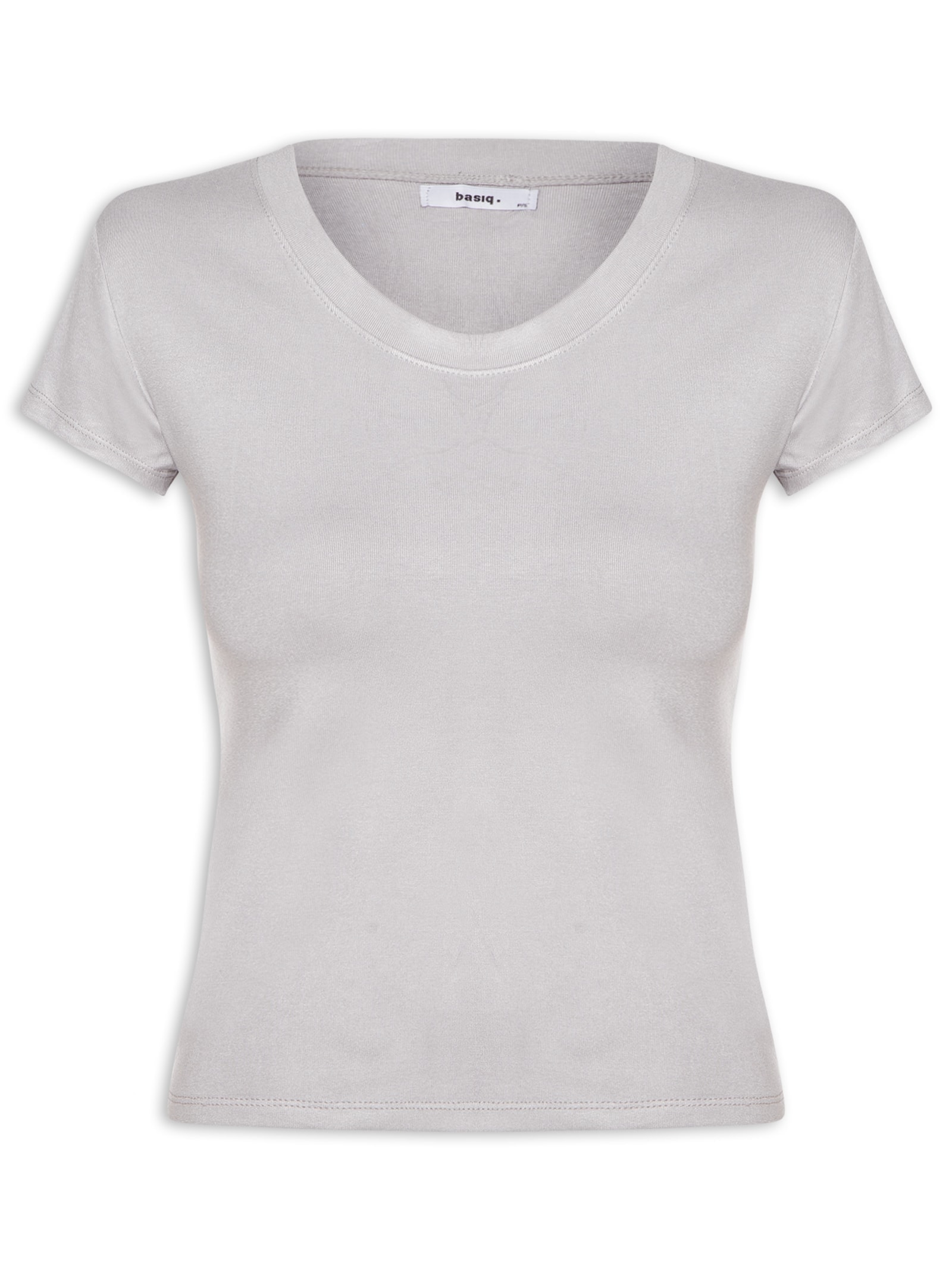 Camiseta Feminina Justa Ao Corpo Manga Curta Cinza Basiq