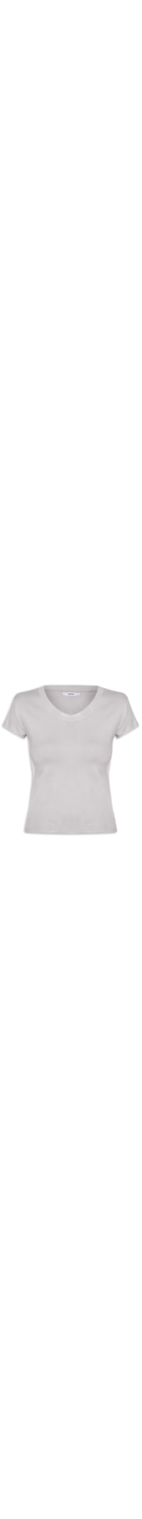 Camiseta Feminina Justa Ao Corpo Manga Curta - Cinza