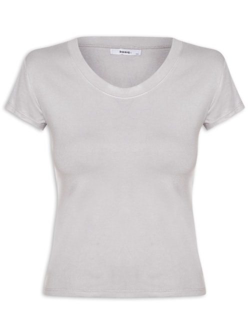 Camiseta Feminina Justa Ao Corpo Manga Curta – Cinza