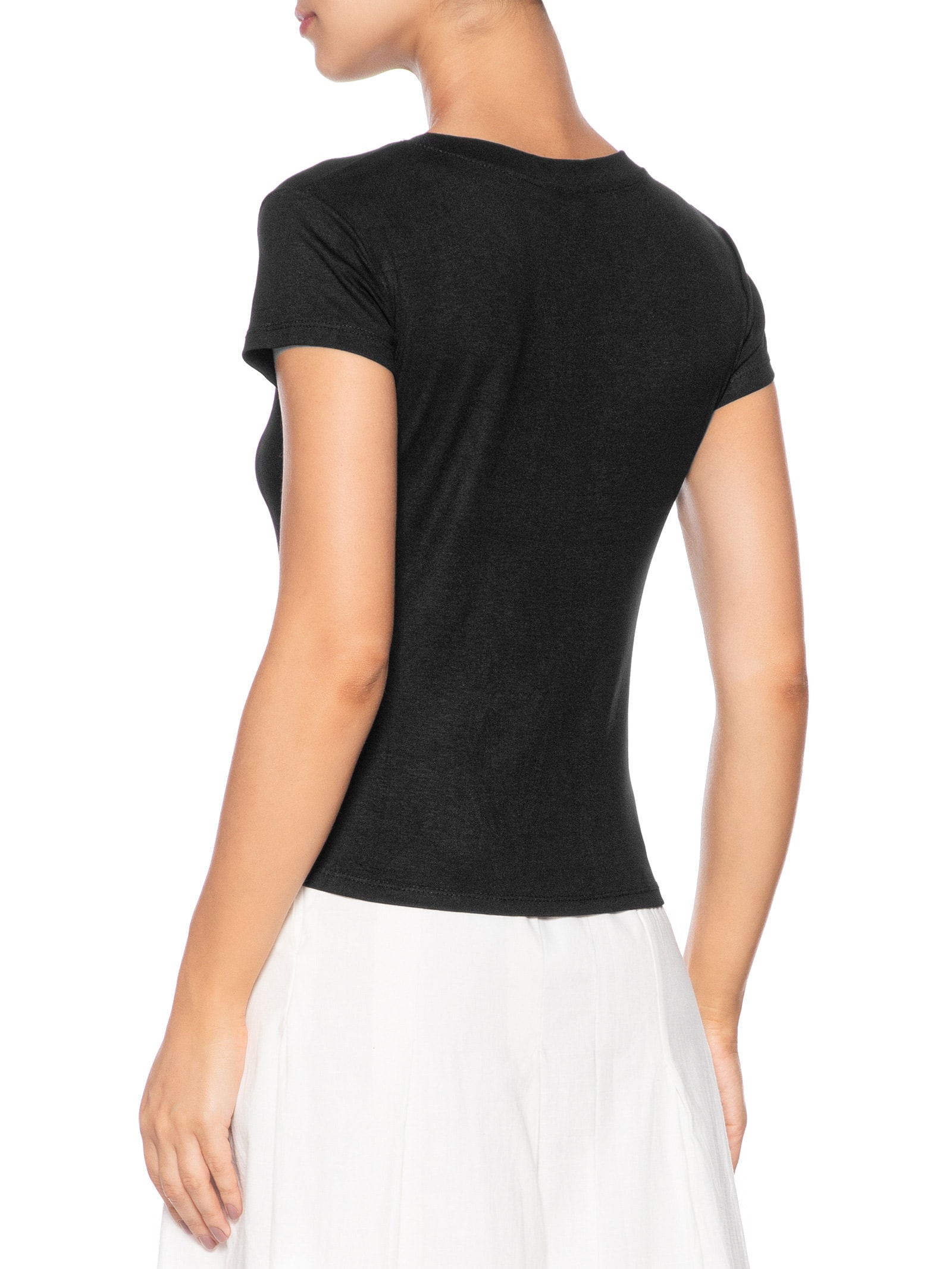 Camiseta Feminina Justa Ao Corpo Manga Curta Preto Basiq