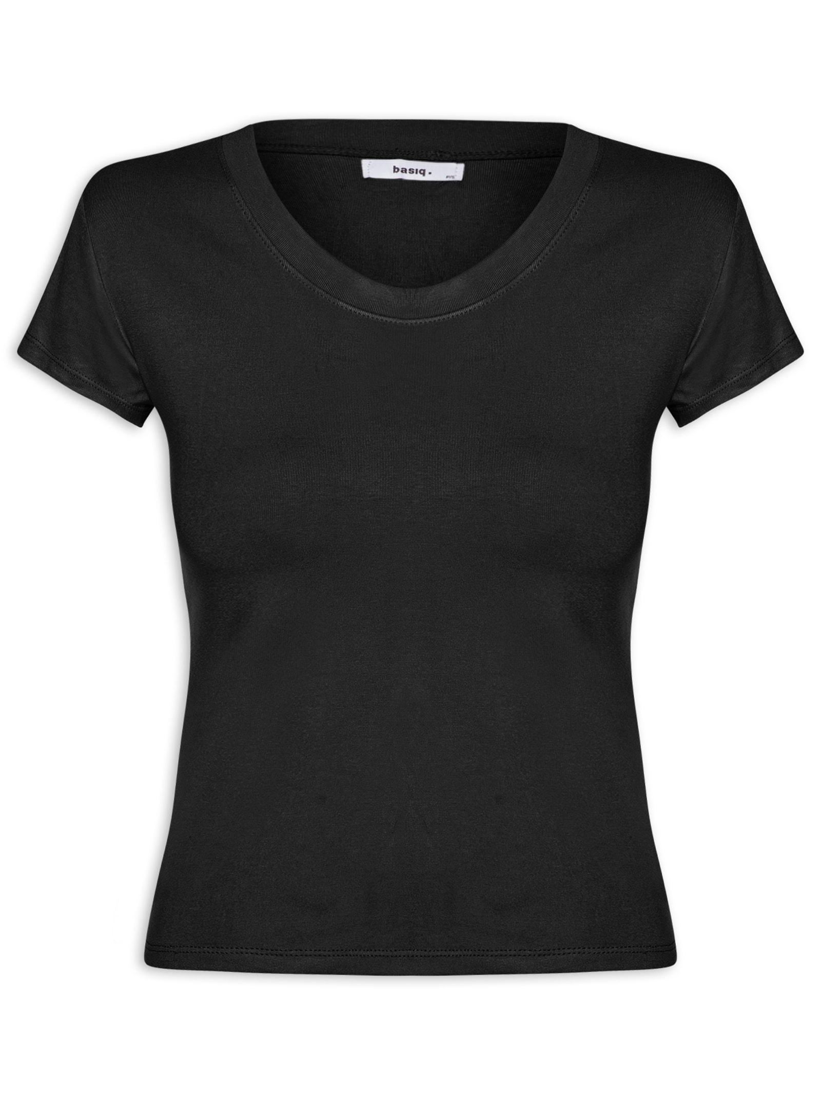 Camiseta Feminina Justa Ao Corpo Manga Curta Preto Basiq