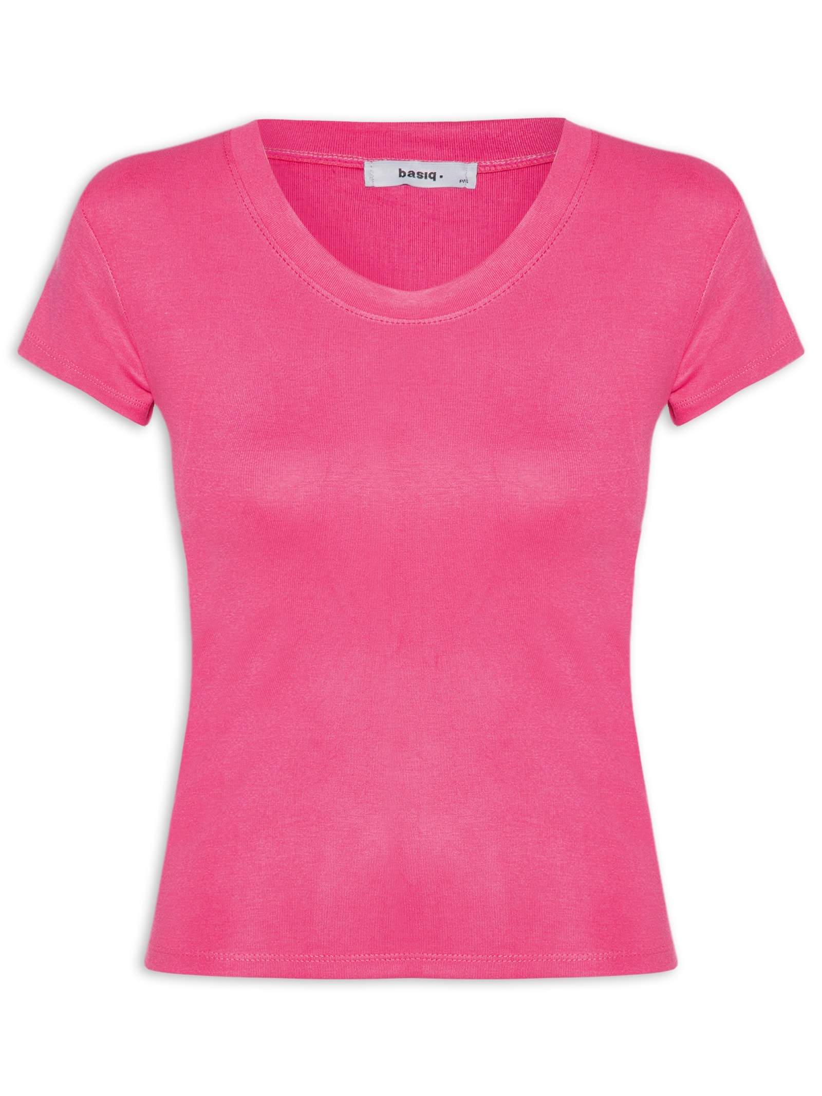 Camiseta Feminina Justa Ao Corpo Manga Curta Rosa Basiq