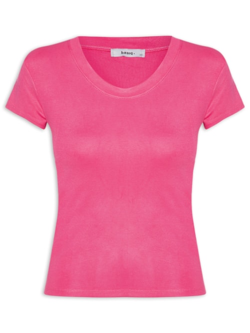 Camiseta Feminina Justa Ao Corpo Manga Curta – Rosa