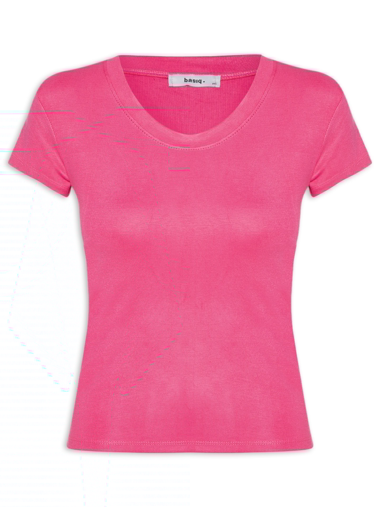 Camiseta Feminina Justa Ao Corpo Manga Curta Rosa Basiq