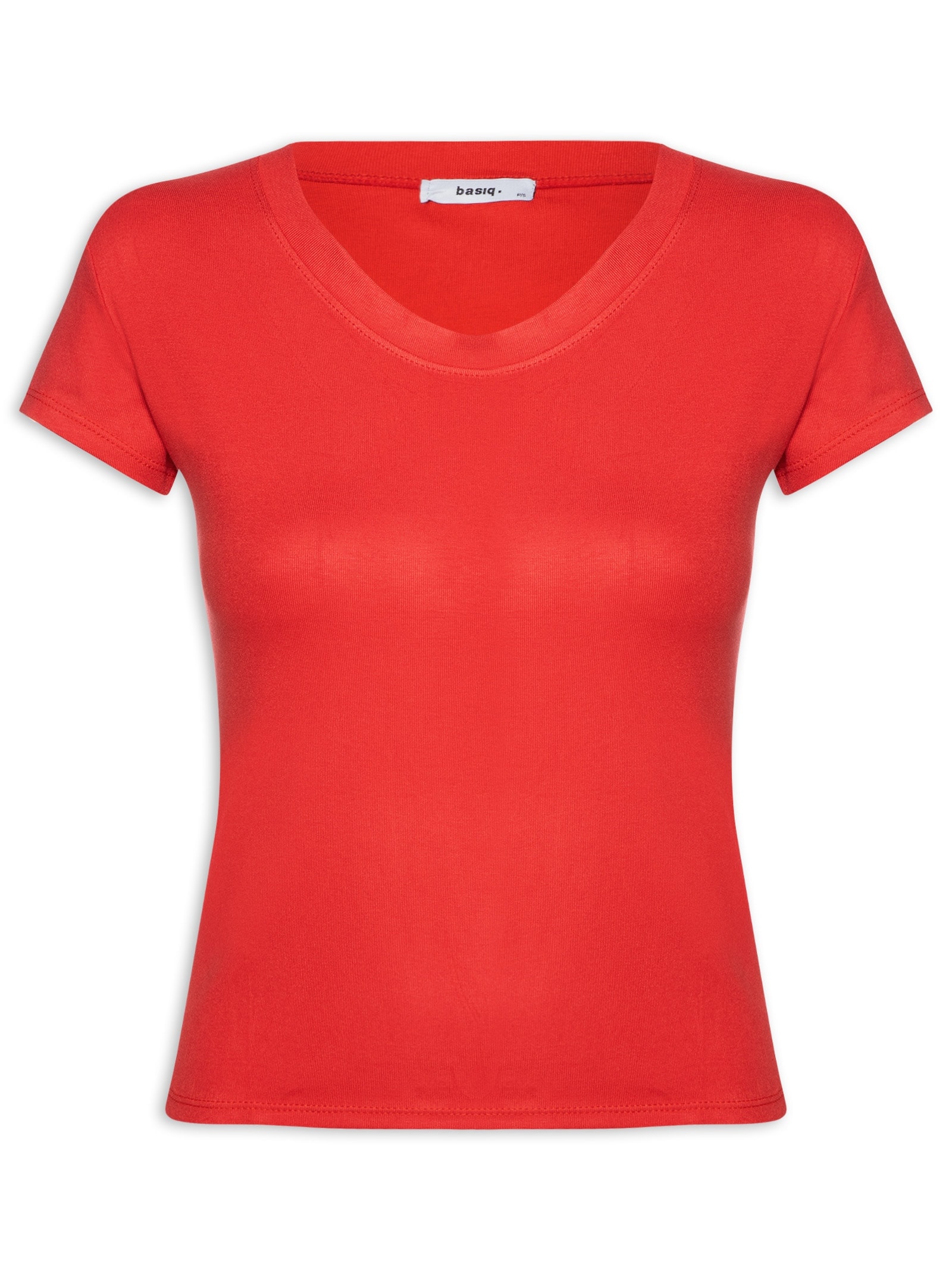 Camiseta Feminina Justa Ao Corpo Manga Curta Vermelho Basiq