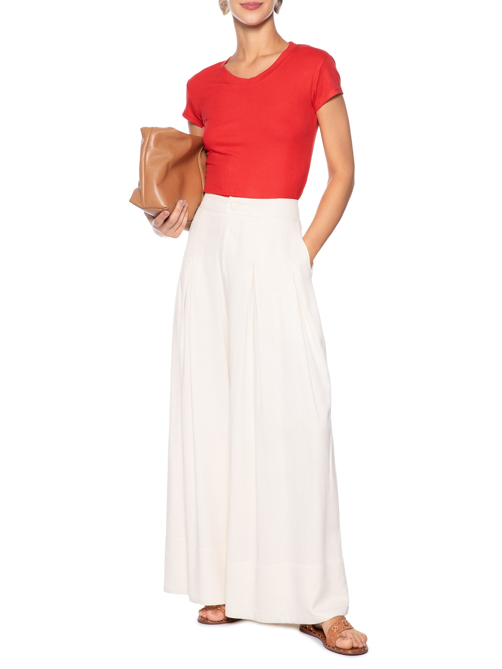 Camiseta Feminina Justa Ao Corpo Manga Curta Vermelho Basiq