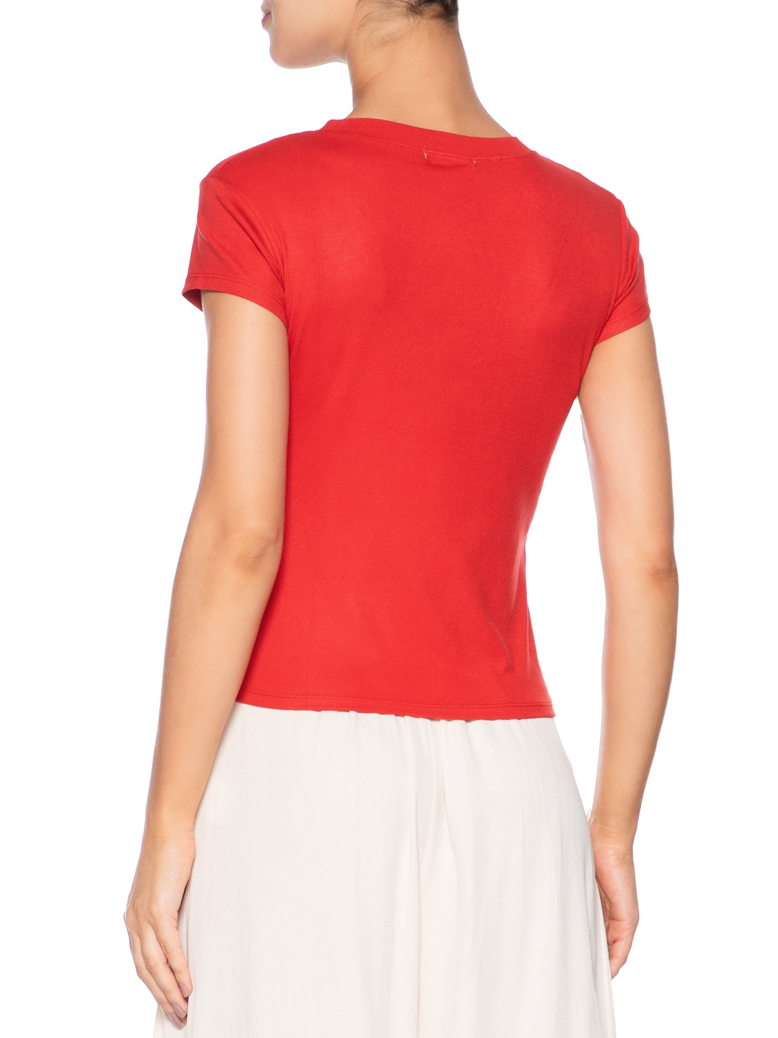 Camiseta Feminina Justa Ao Corpo Manga Curta Vermelho Basiq