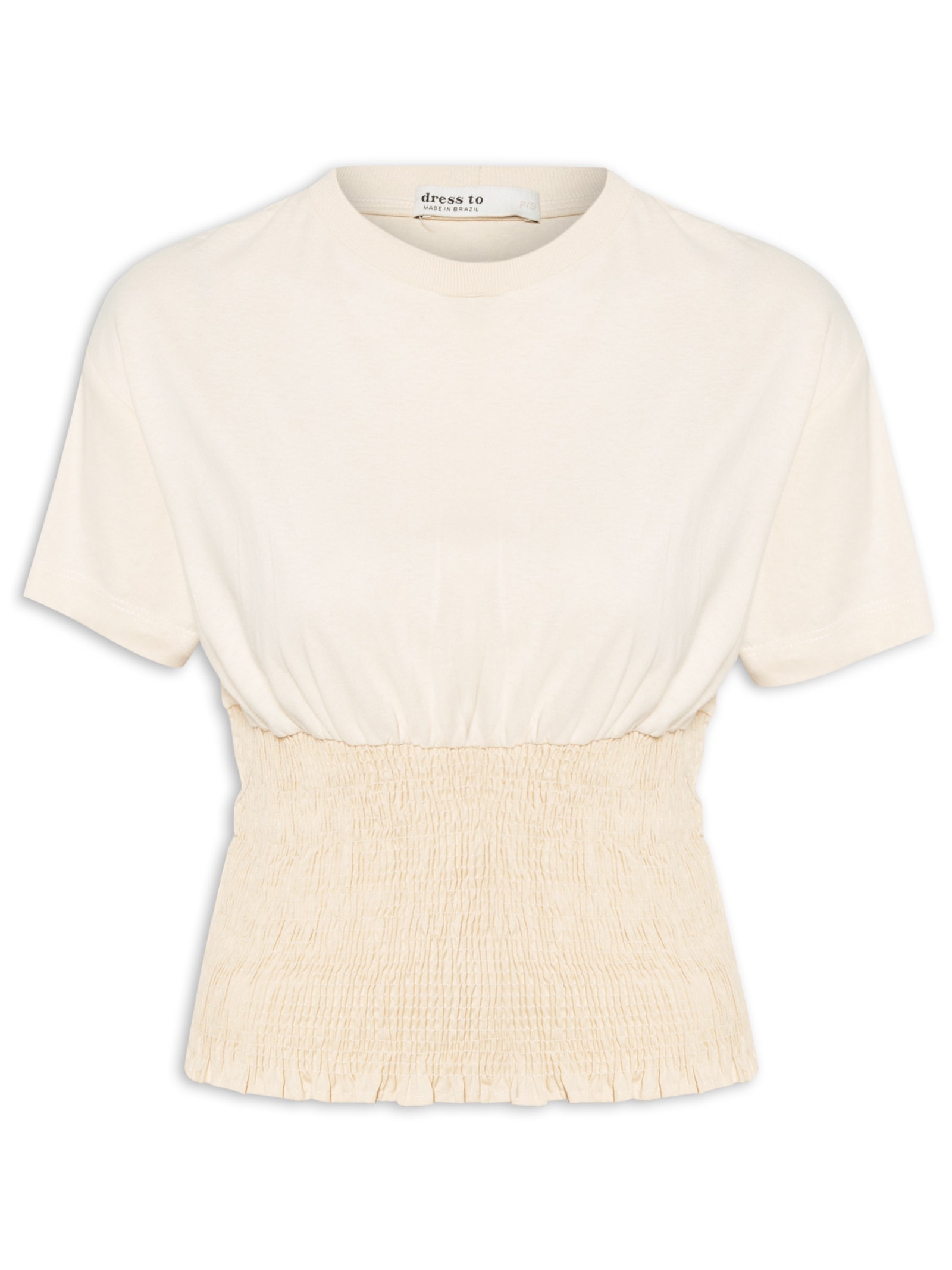 Camiseta Feminina Lastex Cintura Bege Dress To
