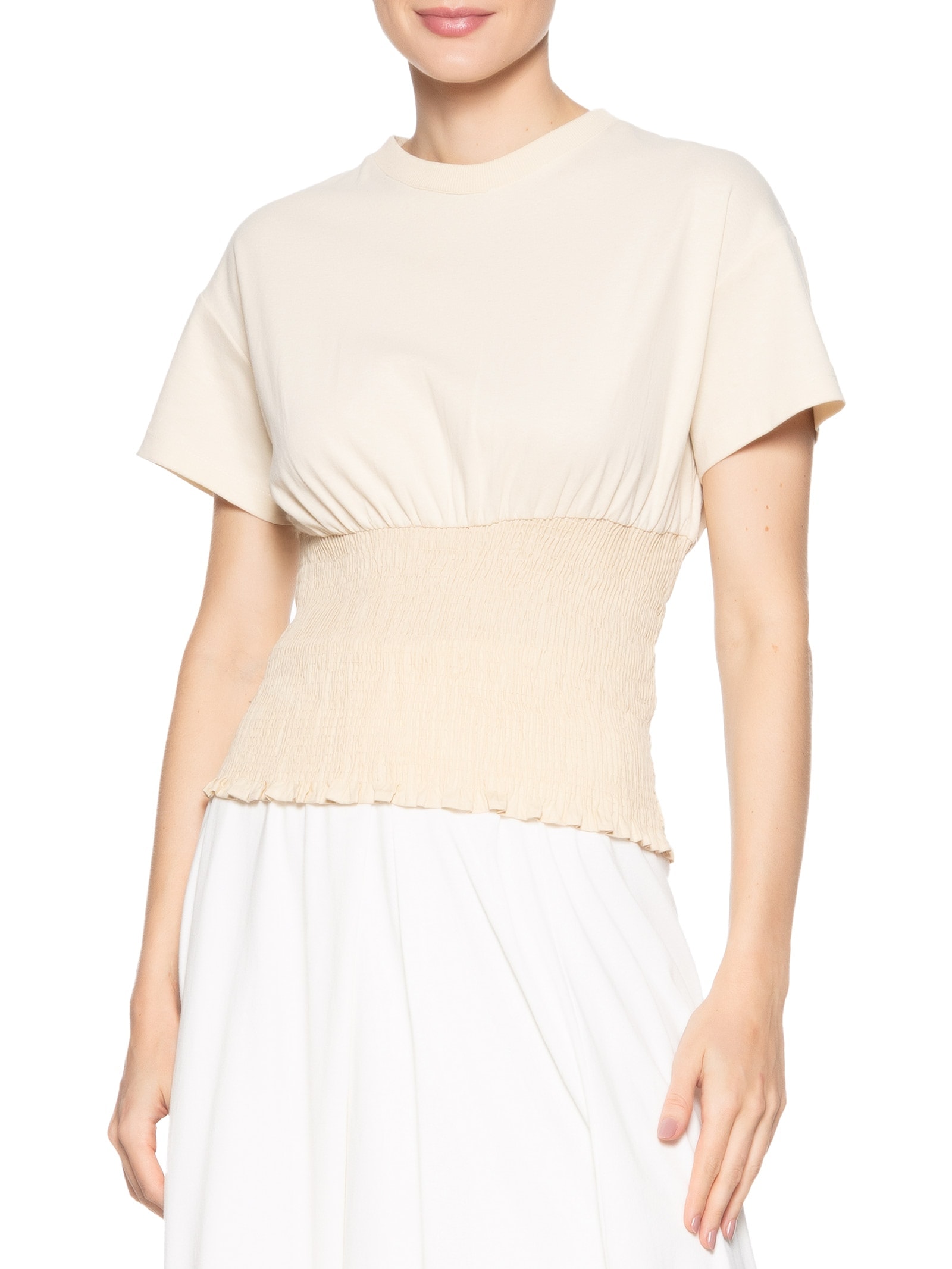 Camiseta Feminina Lastex Cintura Bege Dress To