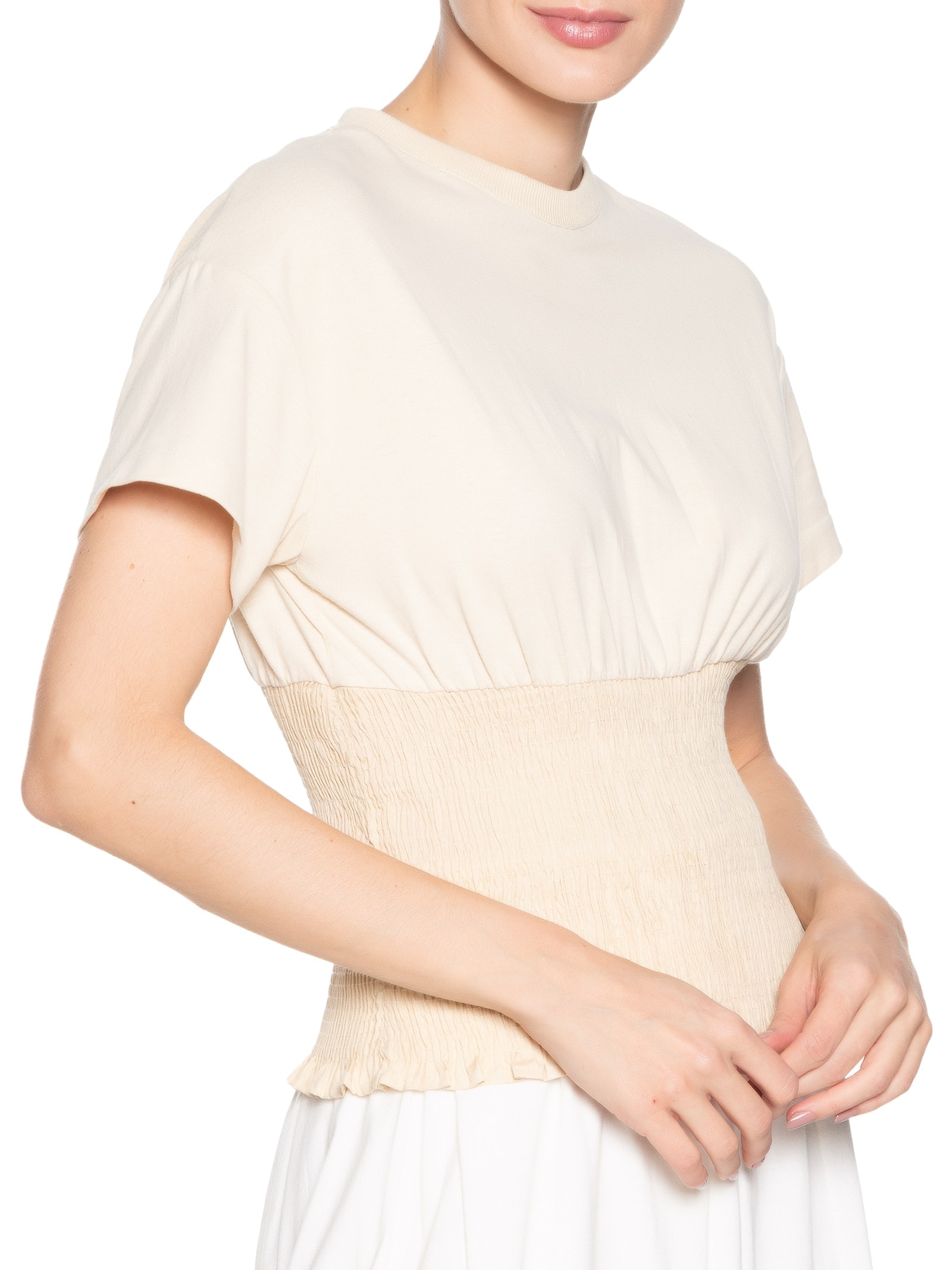 Camiseta Feminina Lastex Cintura Bege Dress To