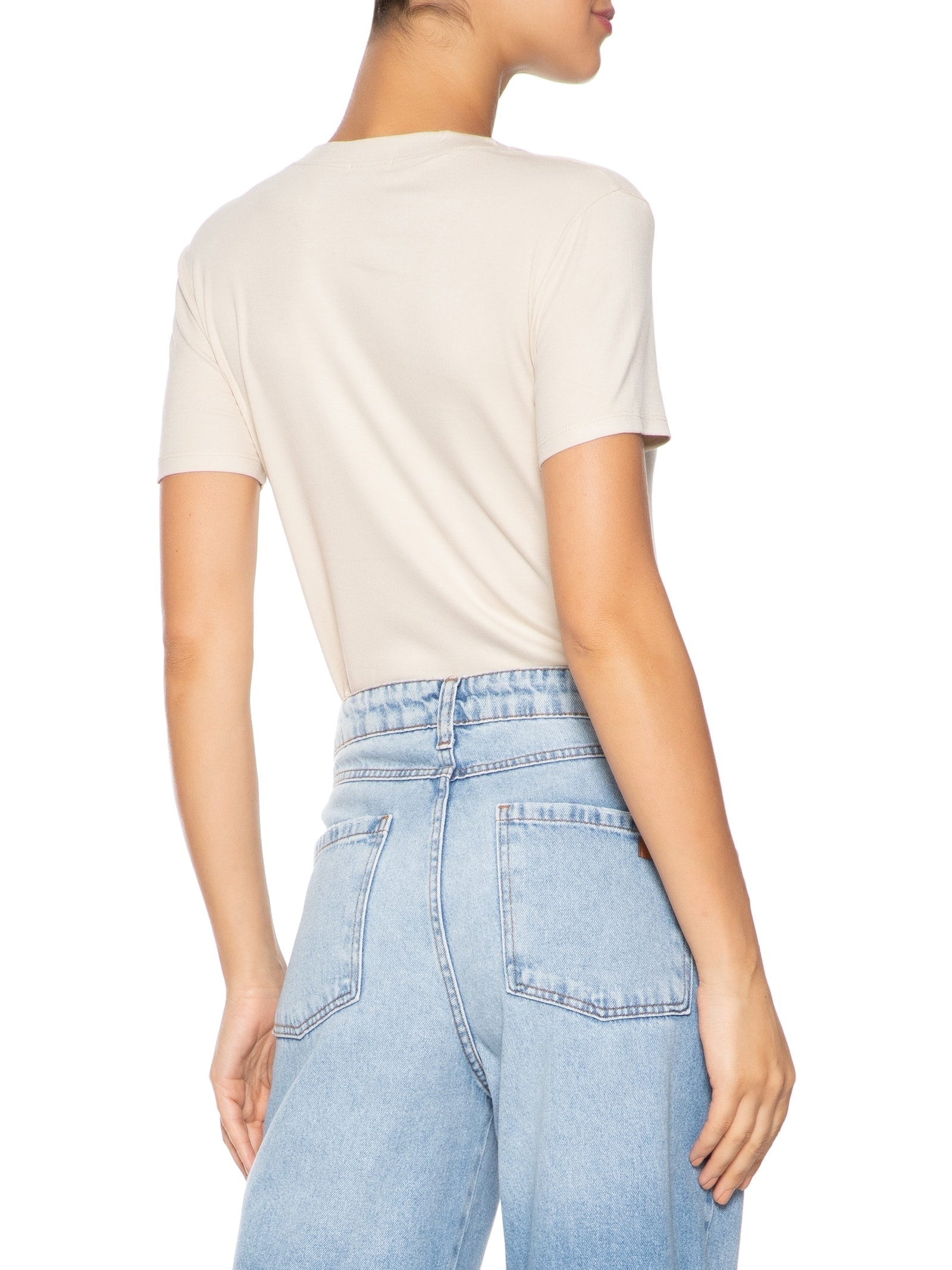 Camiseta Feminina Leve Básica Bege  Basiq