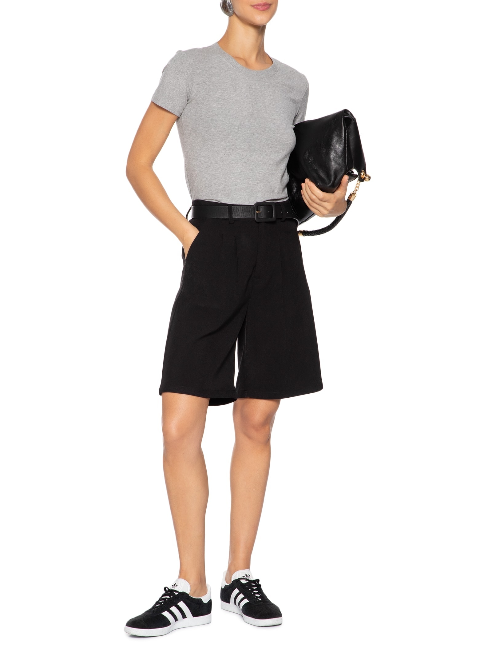 Camiseta Feminina Leve Básica Cinza Basiq