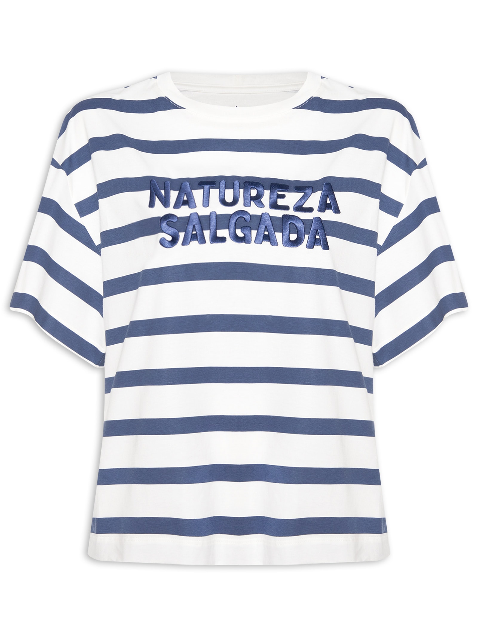 Camiseta Feminina Listra Bordado Natureza Salgada – Branco Dress To