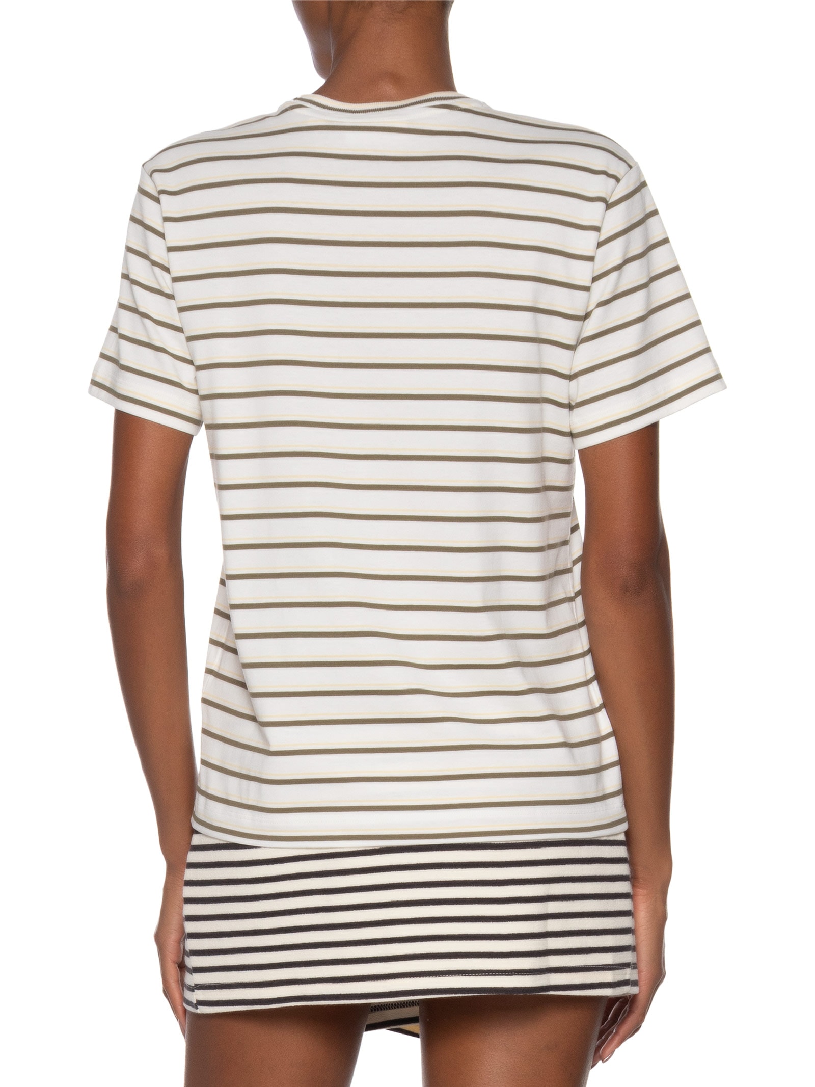 Camiseta Feminina Listrada Algodão Pima Off White Lacoste