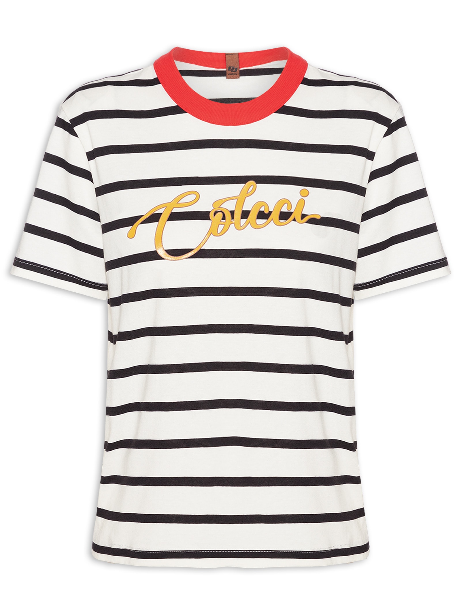 Camiseta Feminina Listrada Branco Colcci