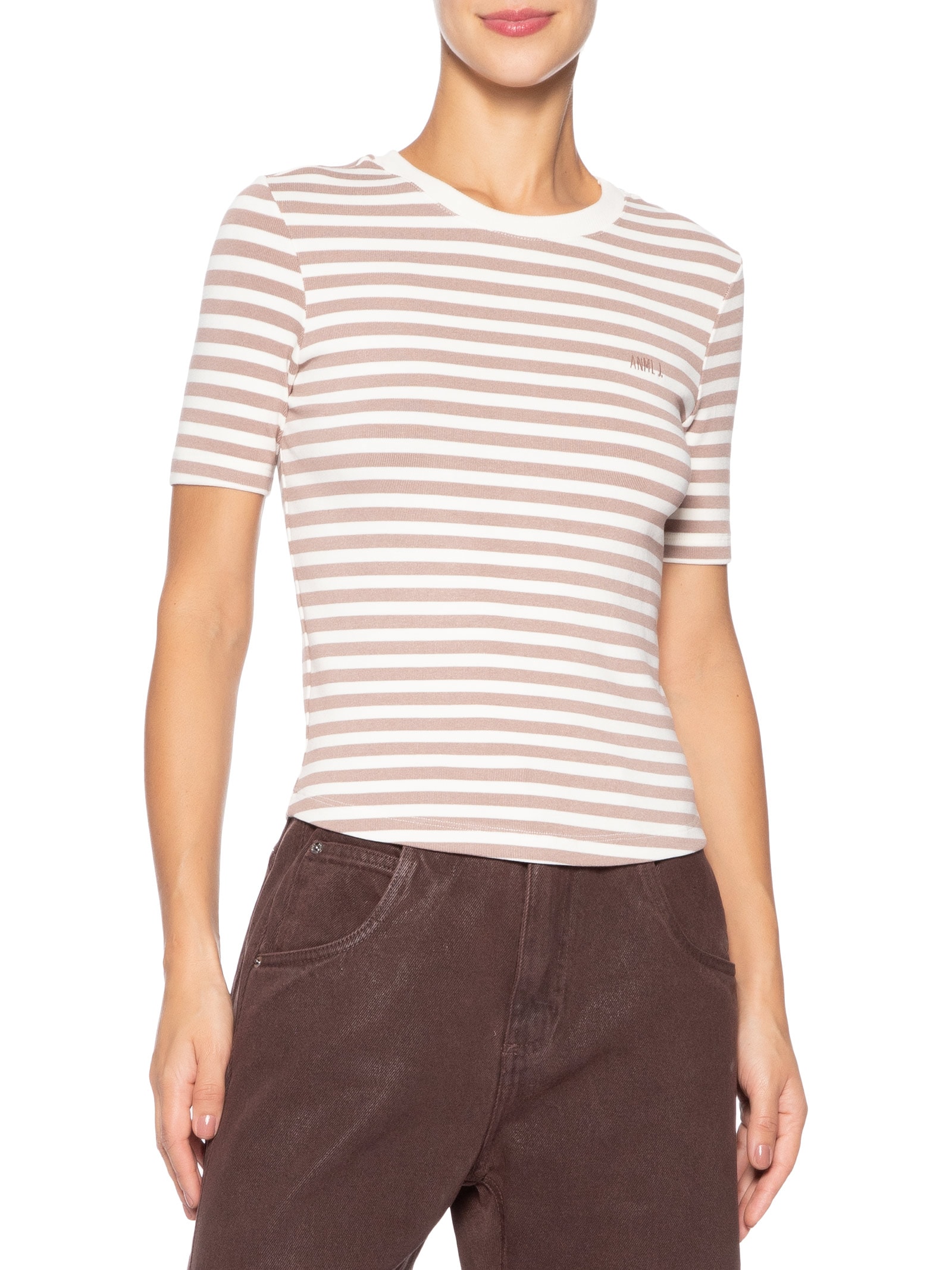 Camiseta Feminina Listrada Cinza Animale Jeans