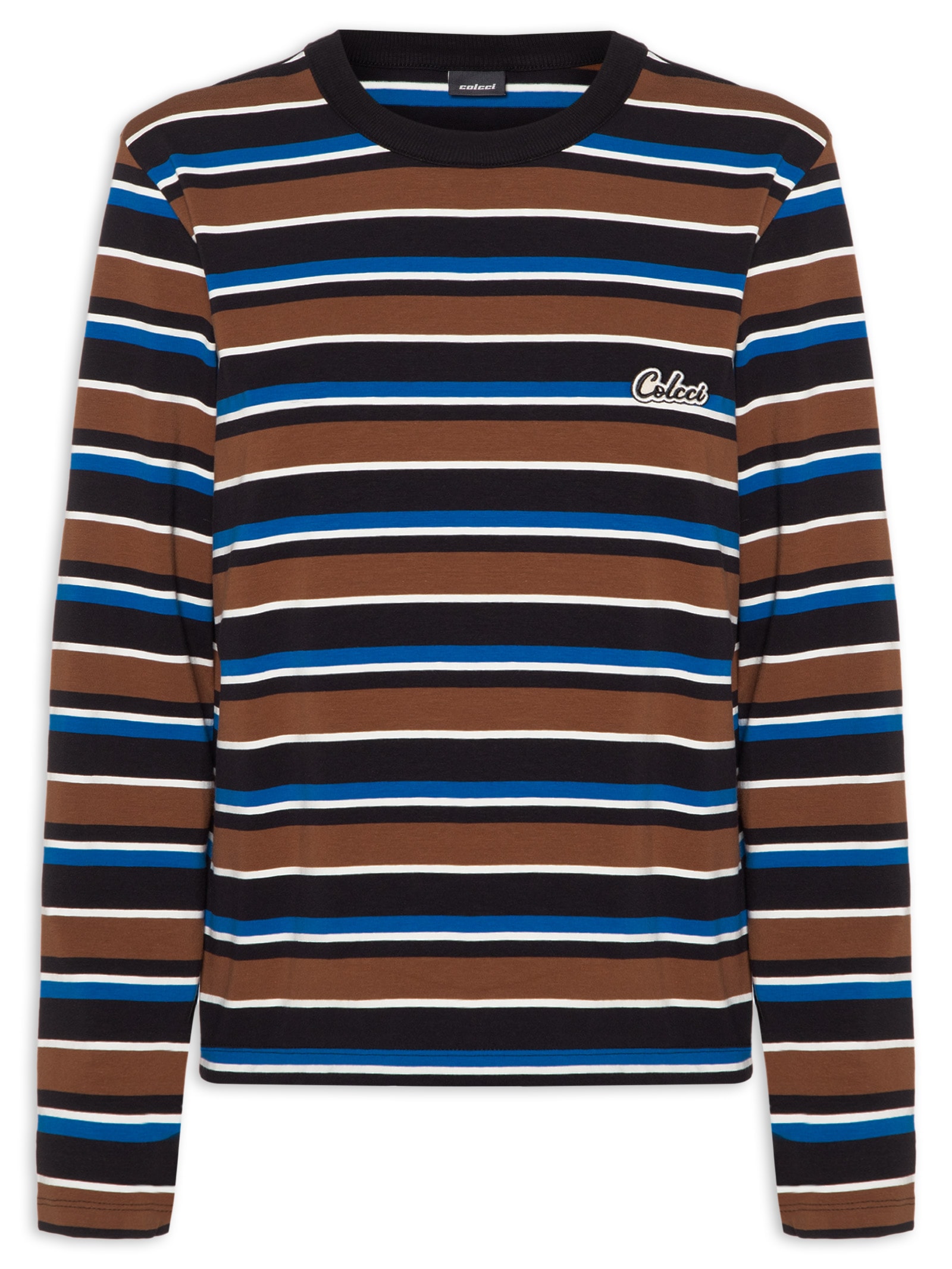Camiseta Feminina Listrada Marrom Colcci