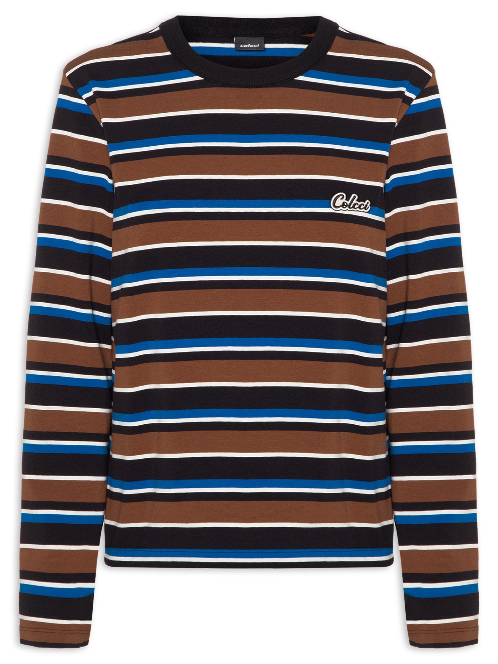Camiseta Feminina Listrada Marrom Colcci