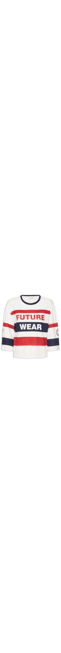 Camiseta Feminina Listrada Patch - Branco