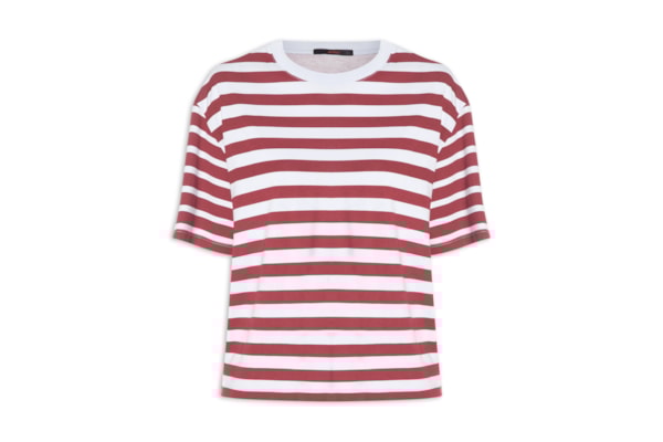 Camiseta Feminina Listras Fio Tinto - Vermelho