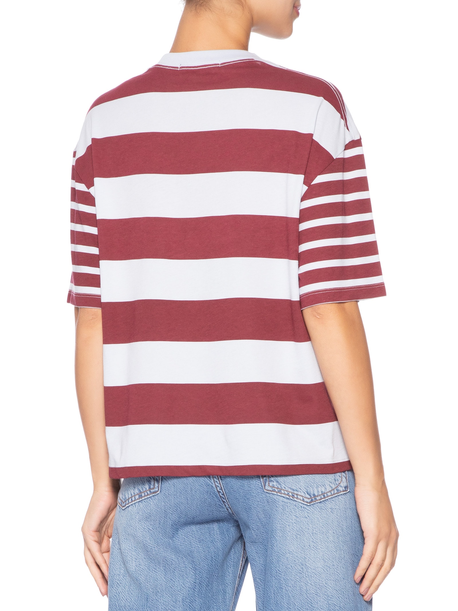 Camiseta Feminina Listras Fio Tinto Vermelho Animale