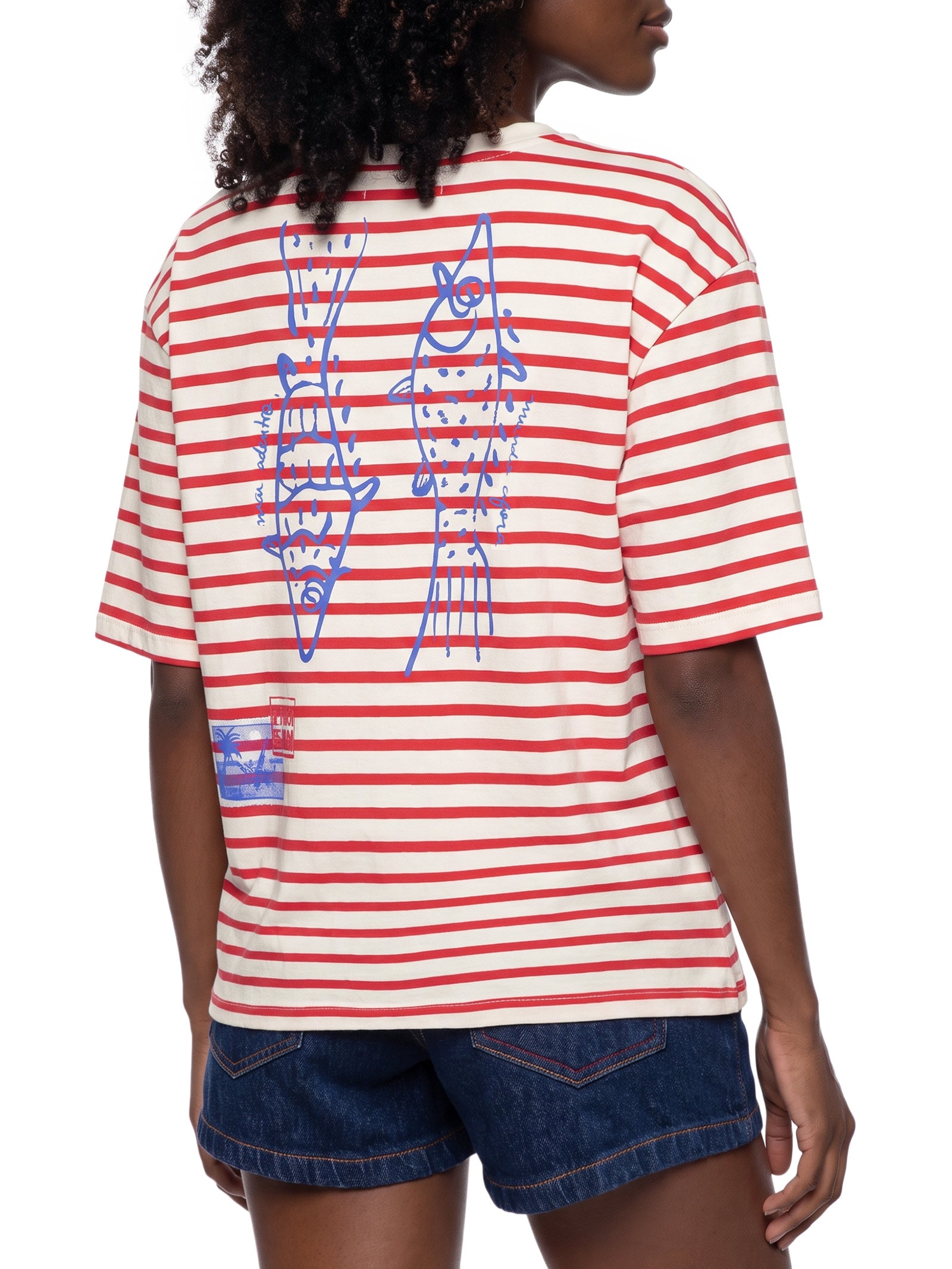 Camiseta Feminina Listras Memórias Vermelho Cantão