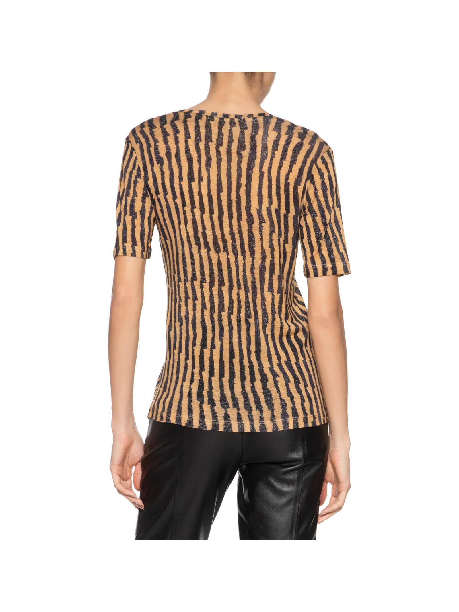 Camiseta Feminina Listras Rafia Marrom Animale