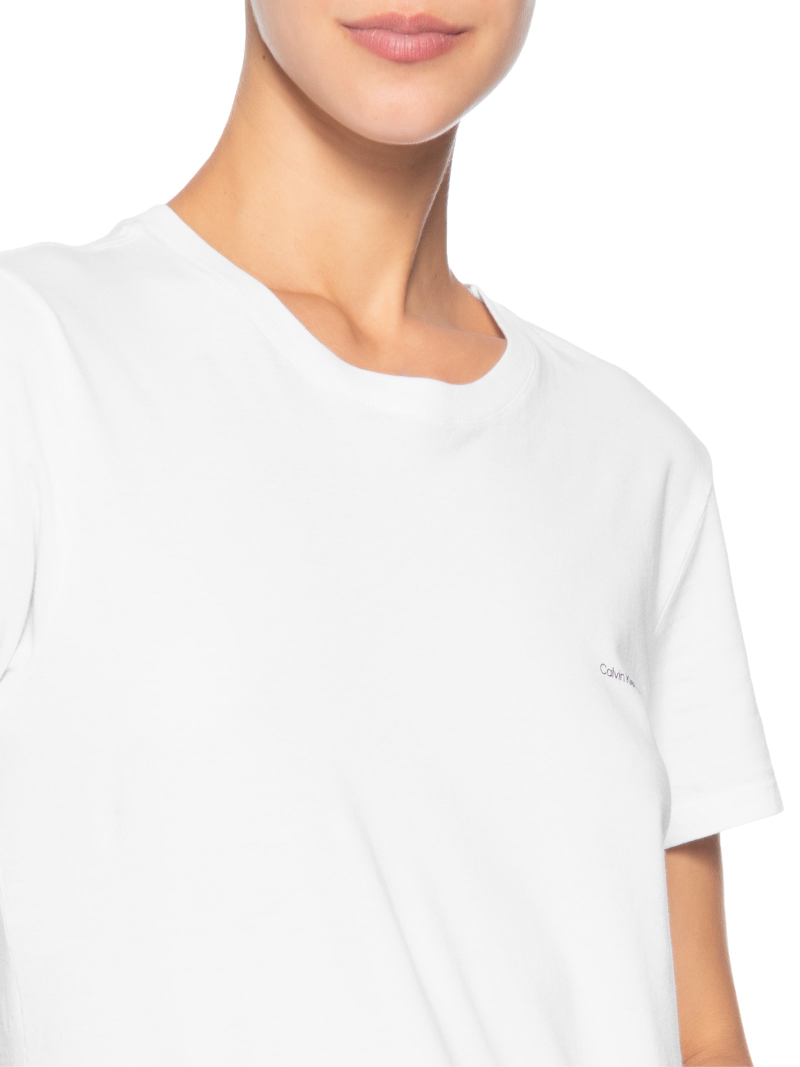 Camiseta Feminina Logo Básico Peito – Branco Calvin Klein Jeans