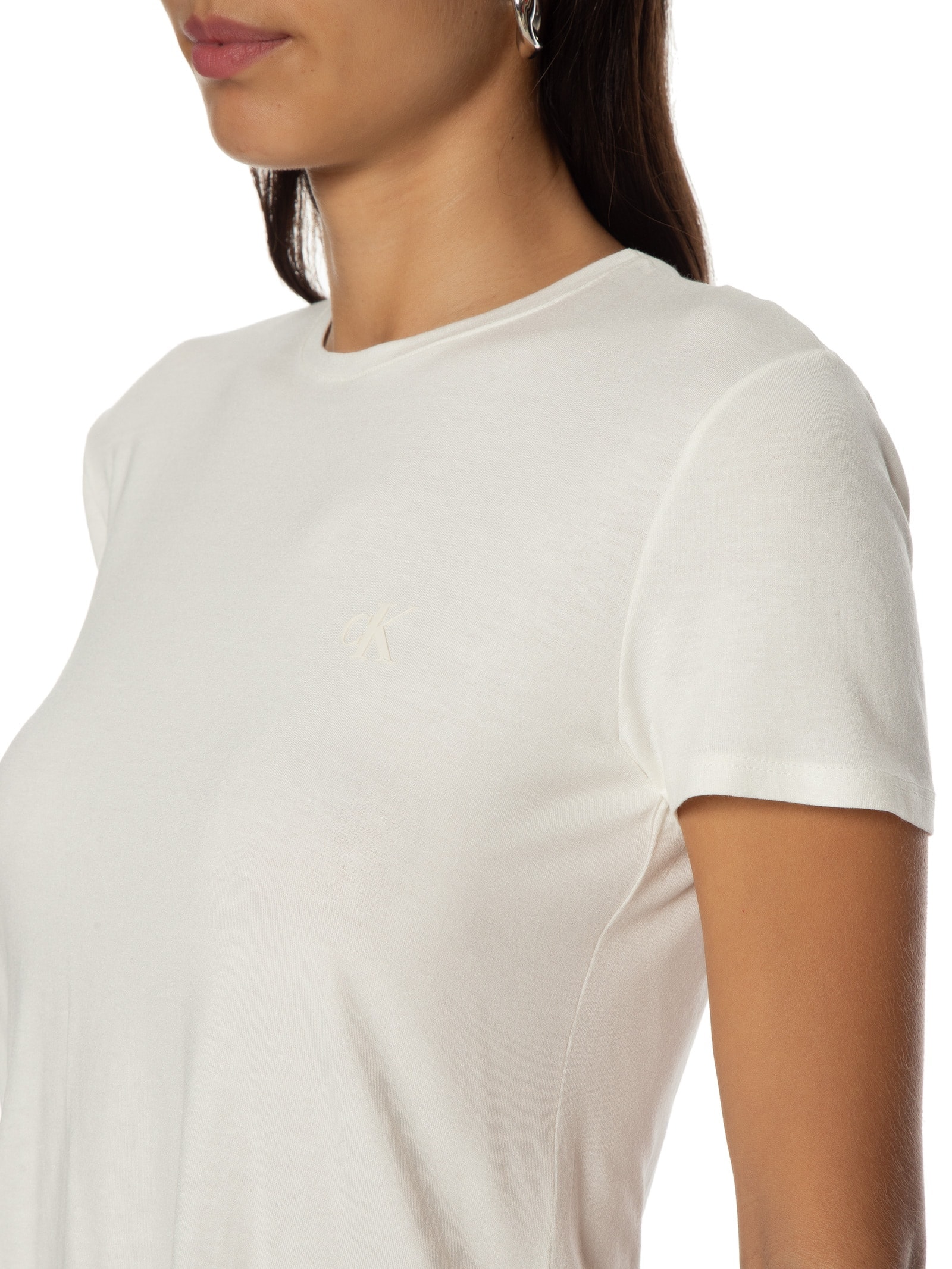 Camiseta Feminina Logo Viscose Off White Calvin Klein Jeans