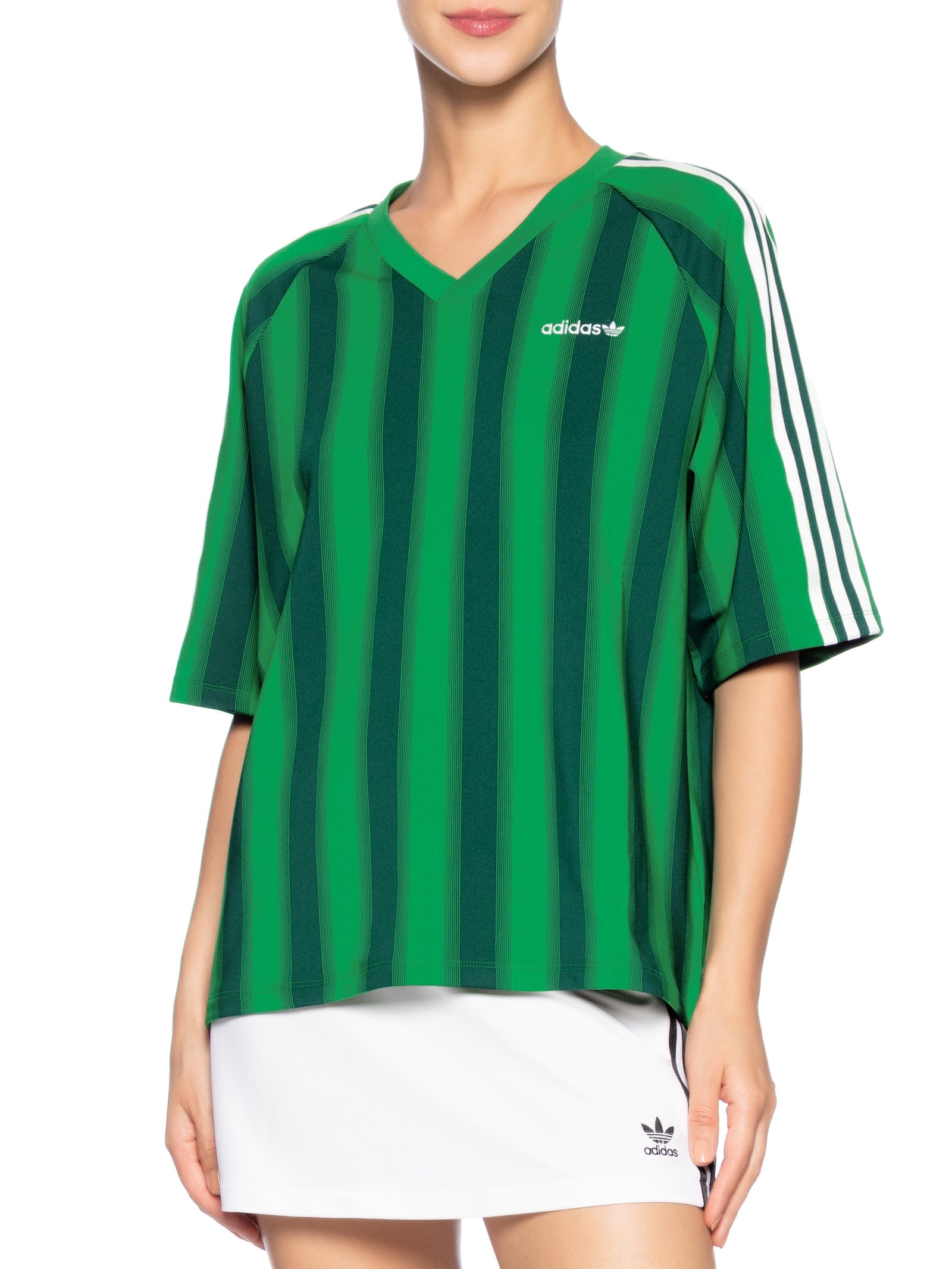 Camiseta Feminina Loose Linear Verde Adidas Originals