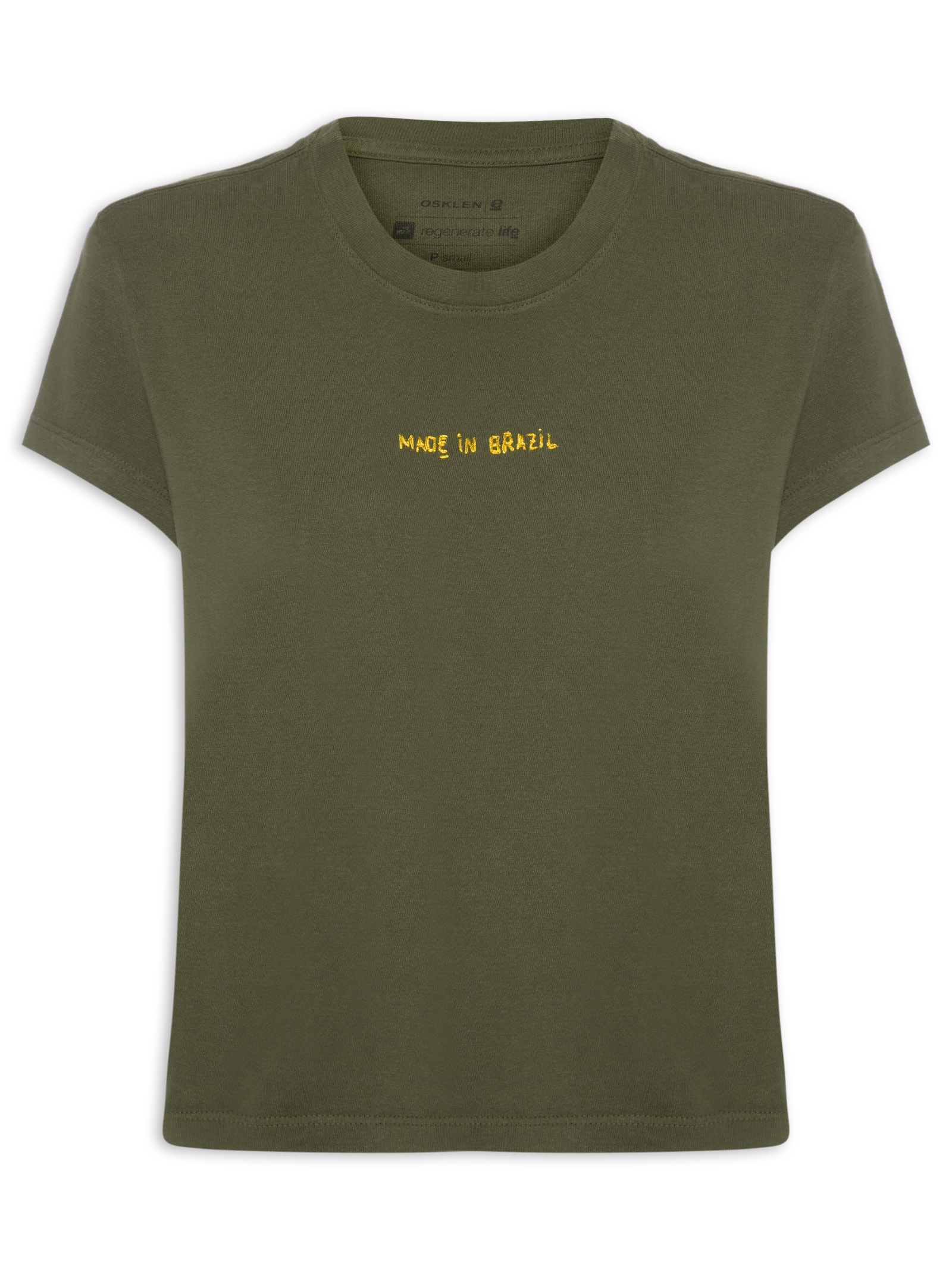 Camiseta Feminina Made In Brazil Bordado Verde Osklen