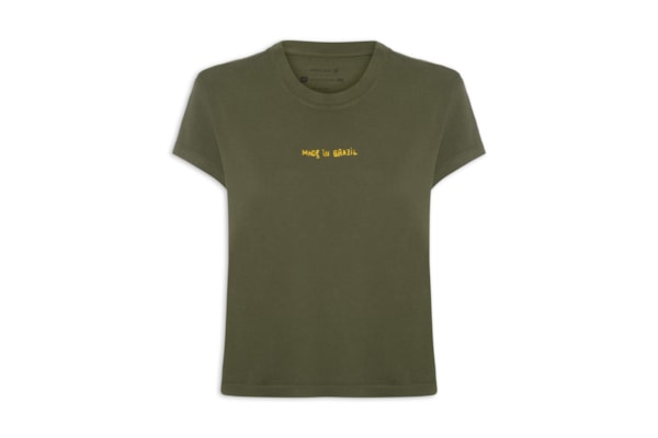 Camiseta Feminina Made In Brazil Bordado - Verde