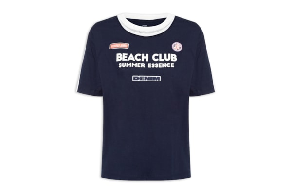 Camiseta  Feminina Malha AJ Team - Azul