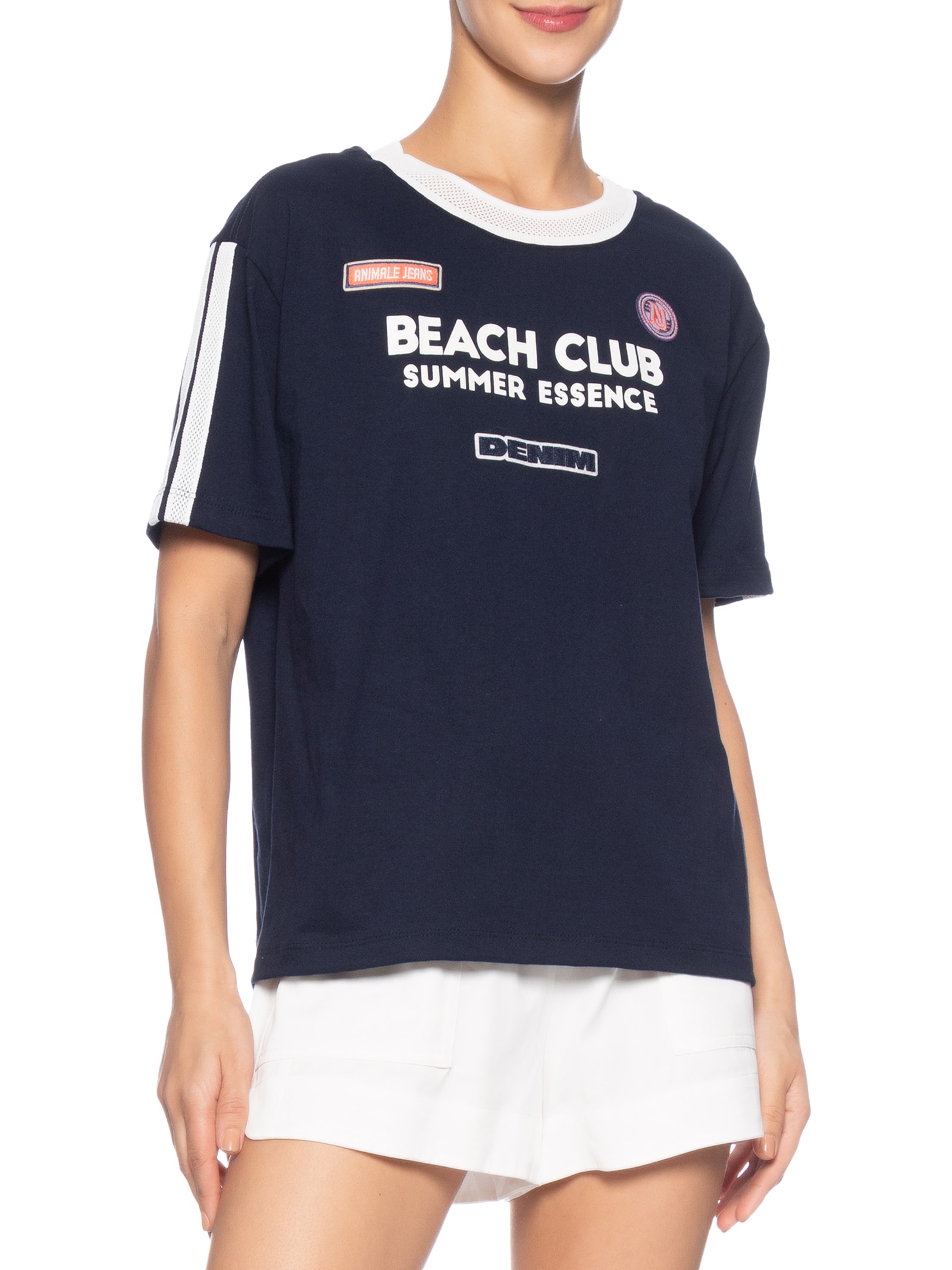 Camiseta  Feminina Malha AJ Team Azul Animale Jeans