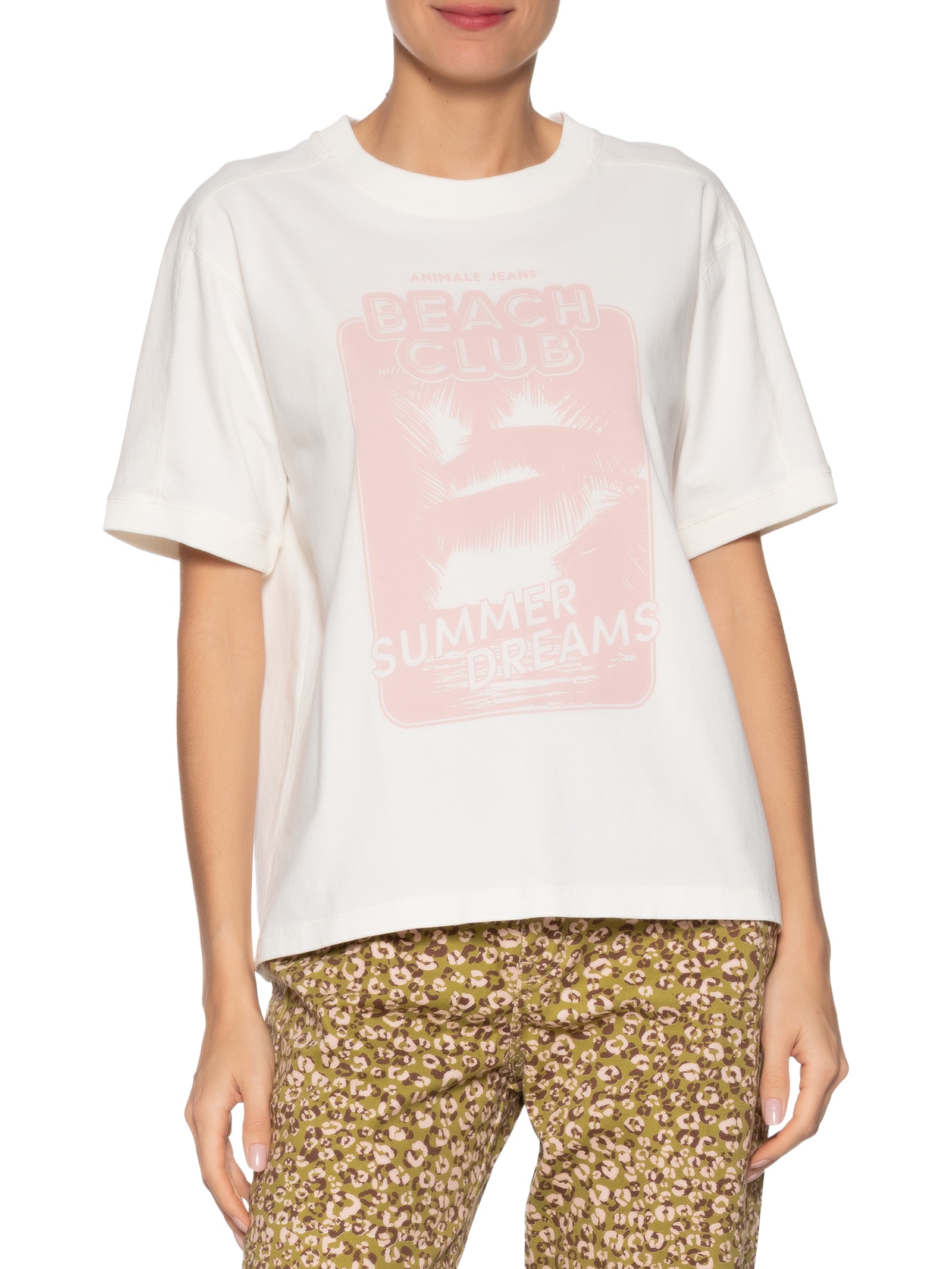 Camiseta Feminina Malha Beach Club Branco Animale Jeans