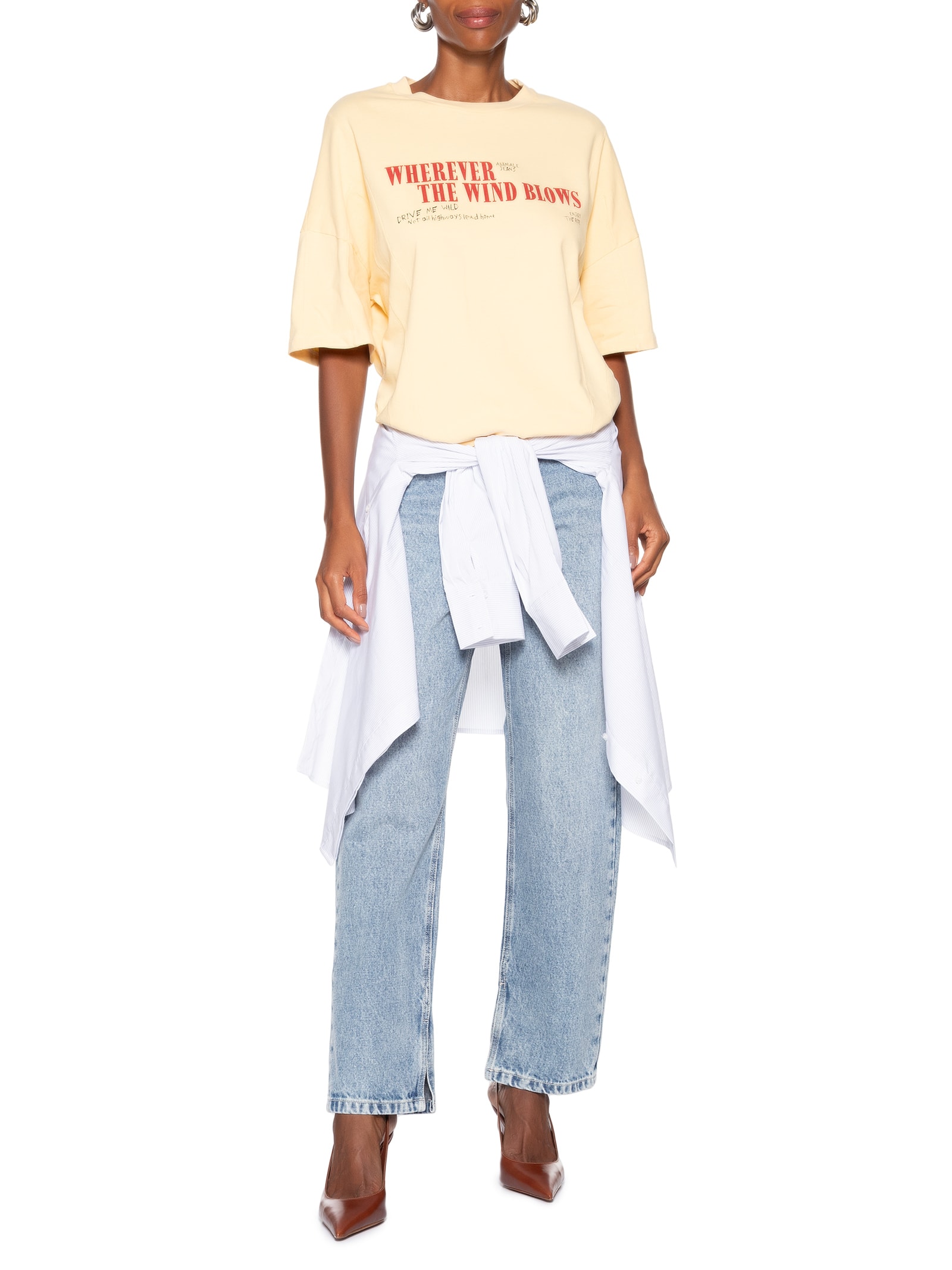 Camiseta Feminina Malha Color Amarelo Animale Jeans