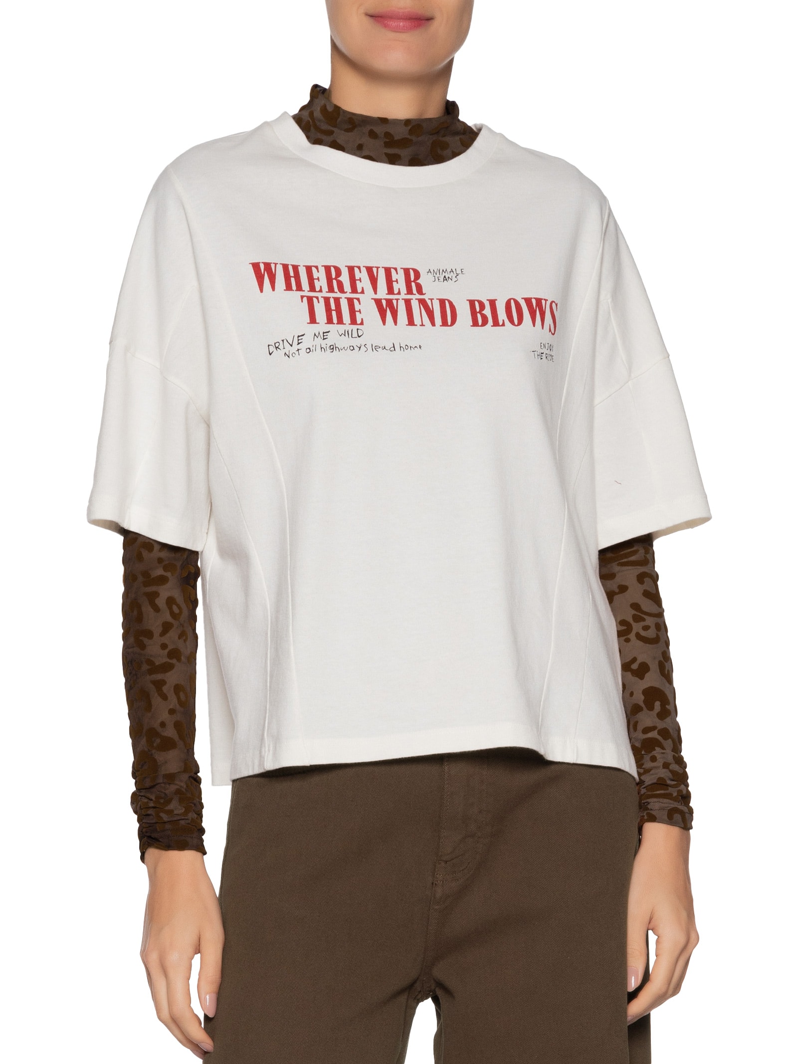 Camiseta Feminina Malha Color Branco Animale Jeans