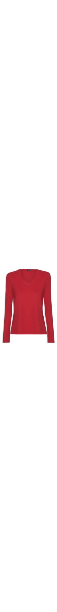 Camiseta Feminina Malha Com Decote V - Vermelho