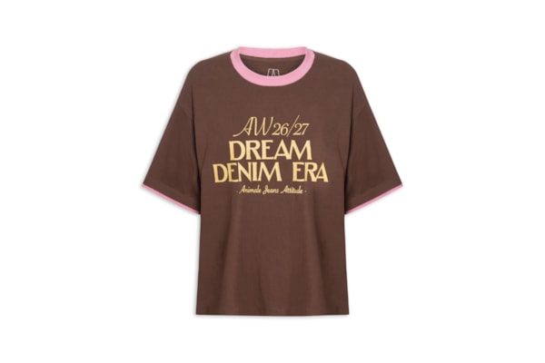 Camiseta Feminina Malha Contrastante Wild Heart - Marrom