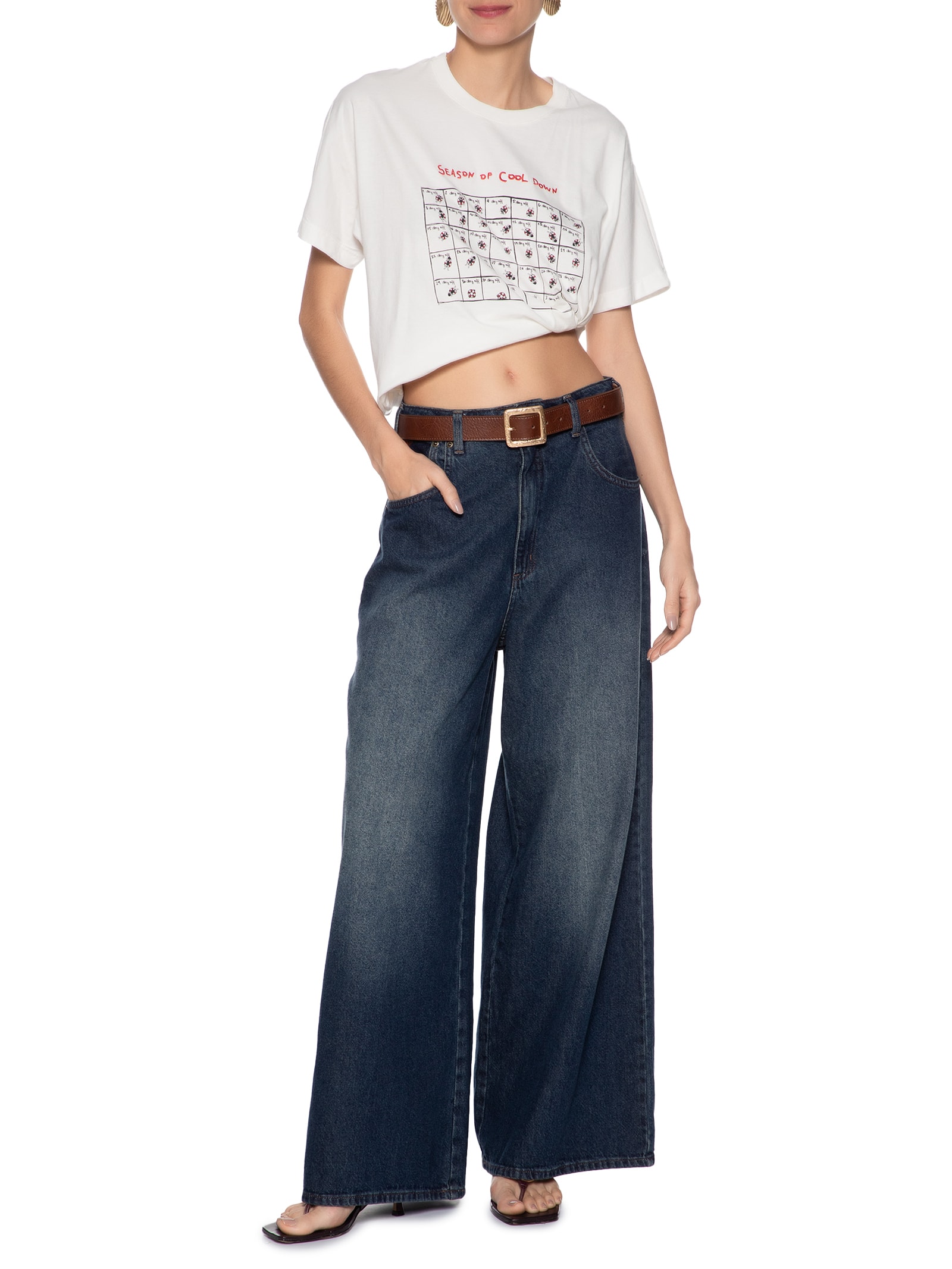 Camiseta Feminina Malha Cool Down Calendar Branco Animale Jeans