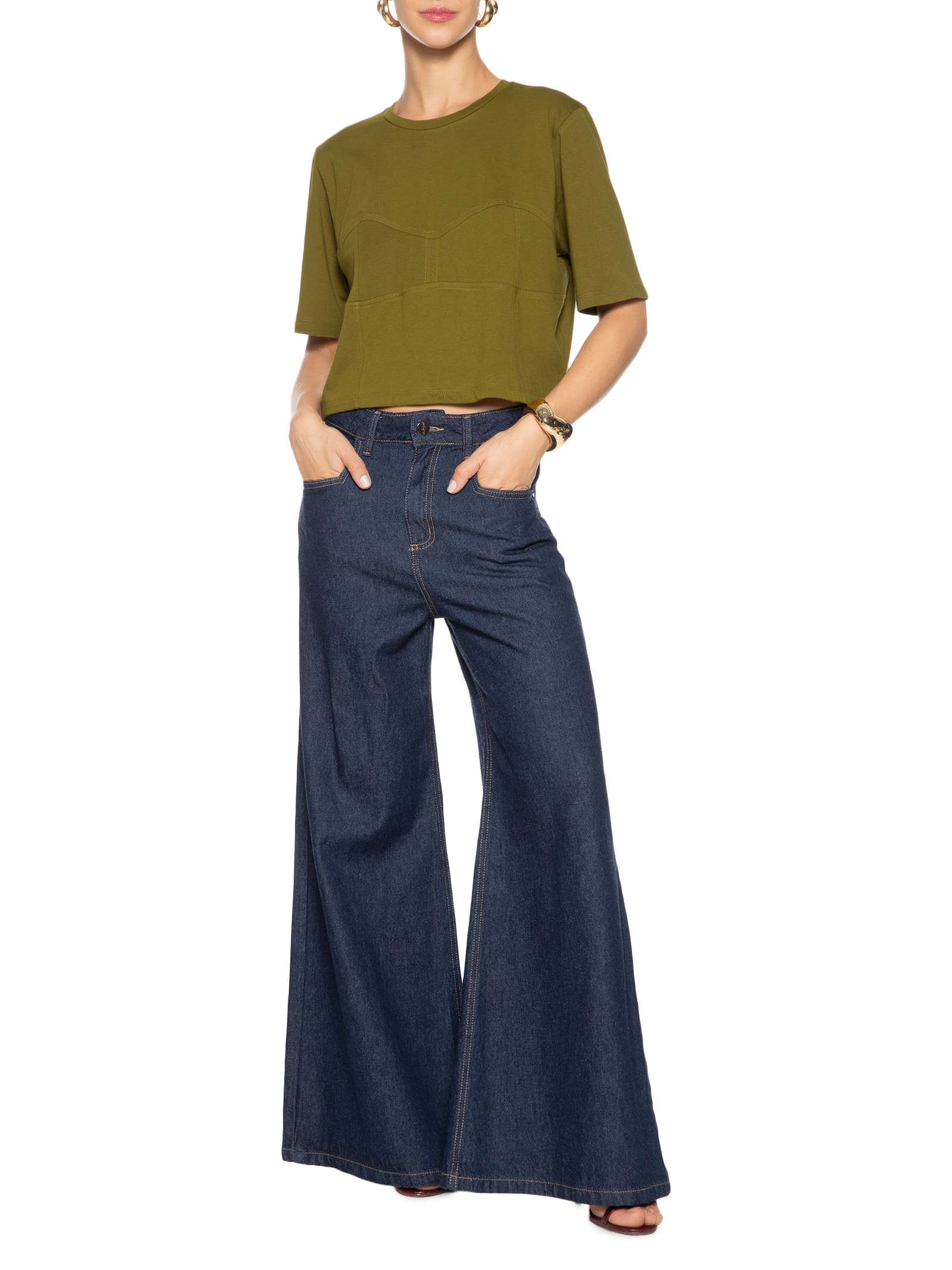 Camiseta Feminina Malha Corselet Figo Verde Animale