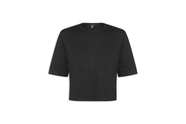 Camiseta Feminina Malha Corselet - Preto