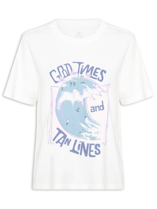 Camiseta Feminina Malha Estampada – Off White