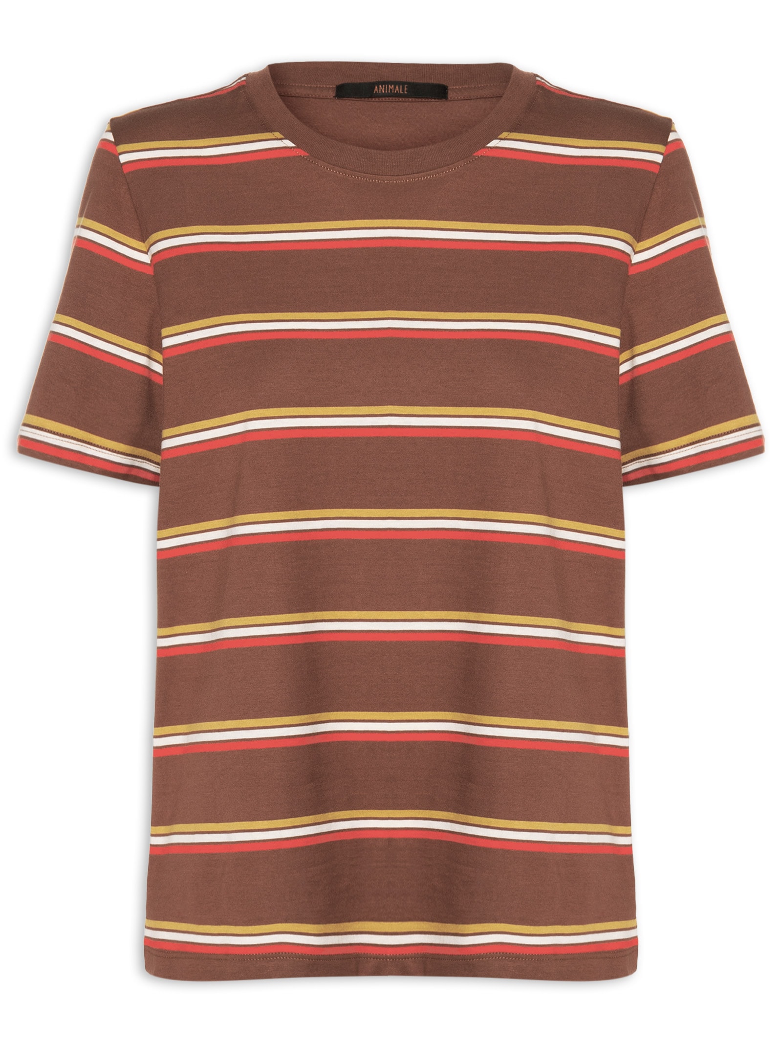 Camiseta Feminina Malha Fio Tinto Marrom Animale